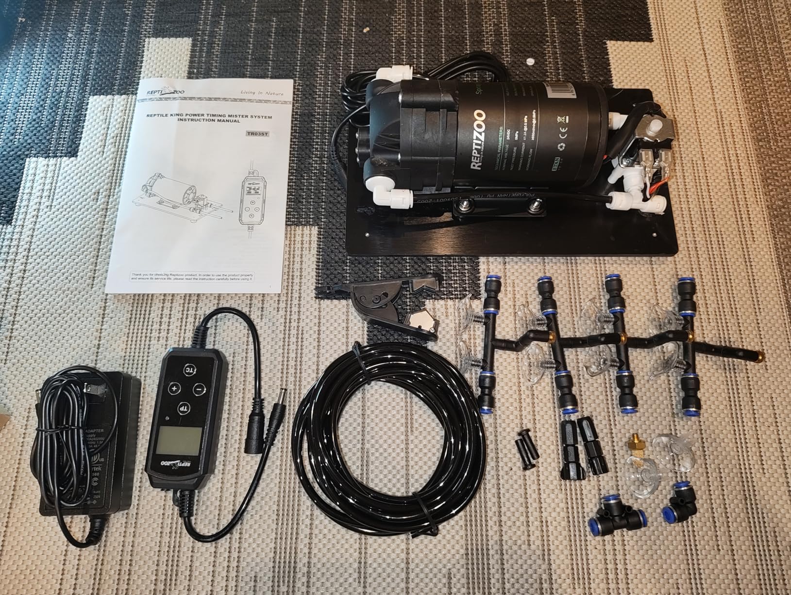 REPTI ZOO Misting System with Timer, Reptile Humidifier with 4 Spray Nozzles & 2 Drip Nozzles, Low Noise Self-Priming Pump, Mister System for Reptile Amphibians Habitat, Botanical Gardens customer photo 2
