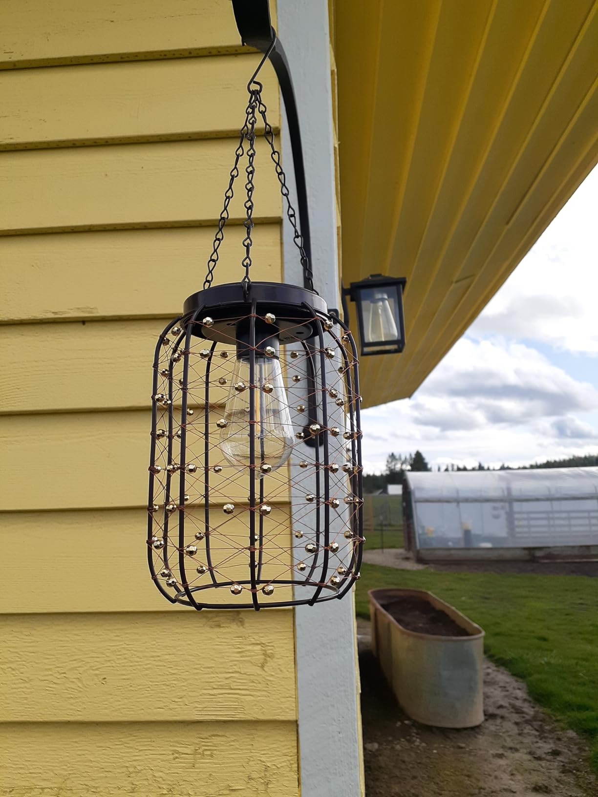 Hanging Solar Lanterns Outdoor Waterproof, Vintage Copper Hanging Lantern Lights for Outside, Solar Chandelier Outdoor Idea for Yard Garden Pathway Gazebo Pergola Porch Decor, 2 Pack customer photo 1