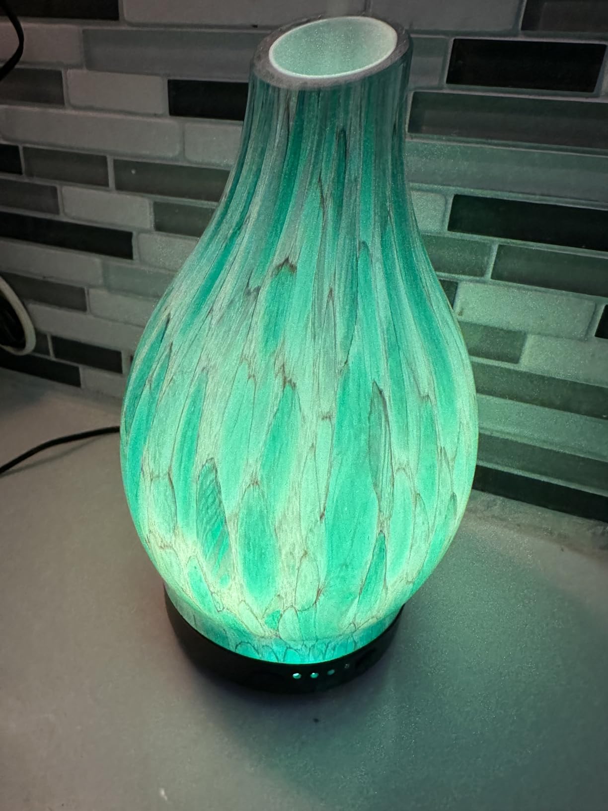 120ML Essential Oil Diffuser, 3D Glass Aromatherapy Diffuser with Auto Shut-Off and 7 Color LED Lights, Ultrasonic Mist Humidifier with 4 Timer for Home Office Bedroom (3D Fireworks) customer photo 1