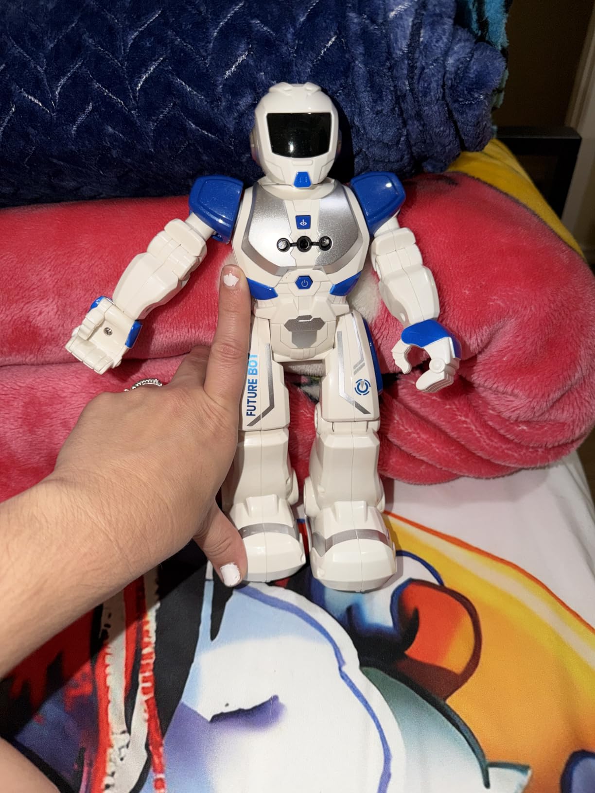 Ruko 6088 Programmable Robot with Gesture Cotrol, Remote Control & APP Control, Rechargeable Robots Toys for Boys and Girls, Interactive LED Faces, Q&A Games, Gift for Kids 3-6, Blue customer photo 2