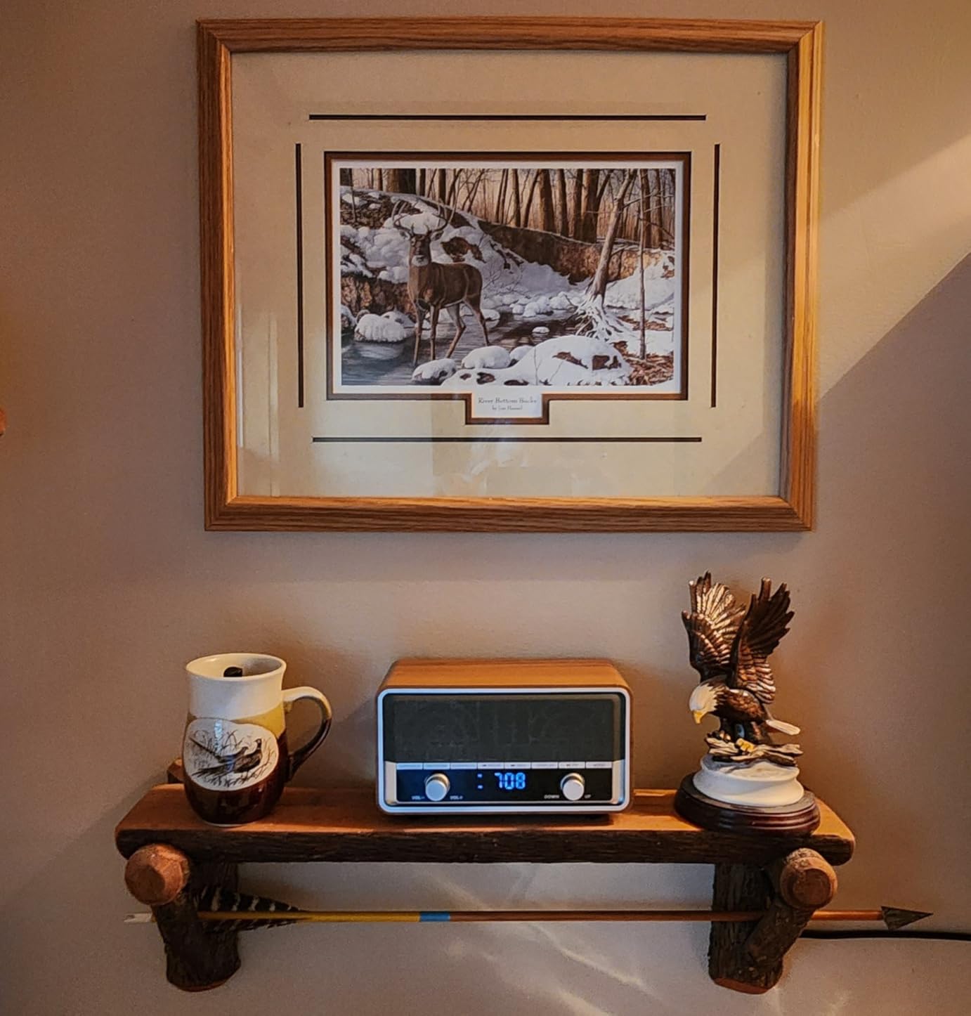 Vintage Wood AM FM Bluetooth Radio with Clock, Digital Clock Radio for Bedroom with LCD Display | 40 Presets | Sleep Timer | No Alarm, Retro Bluetooth Speaker for Office, Kitchen (Light Walnut) customer photo 1