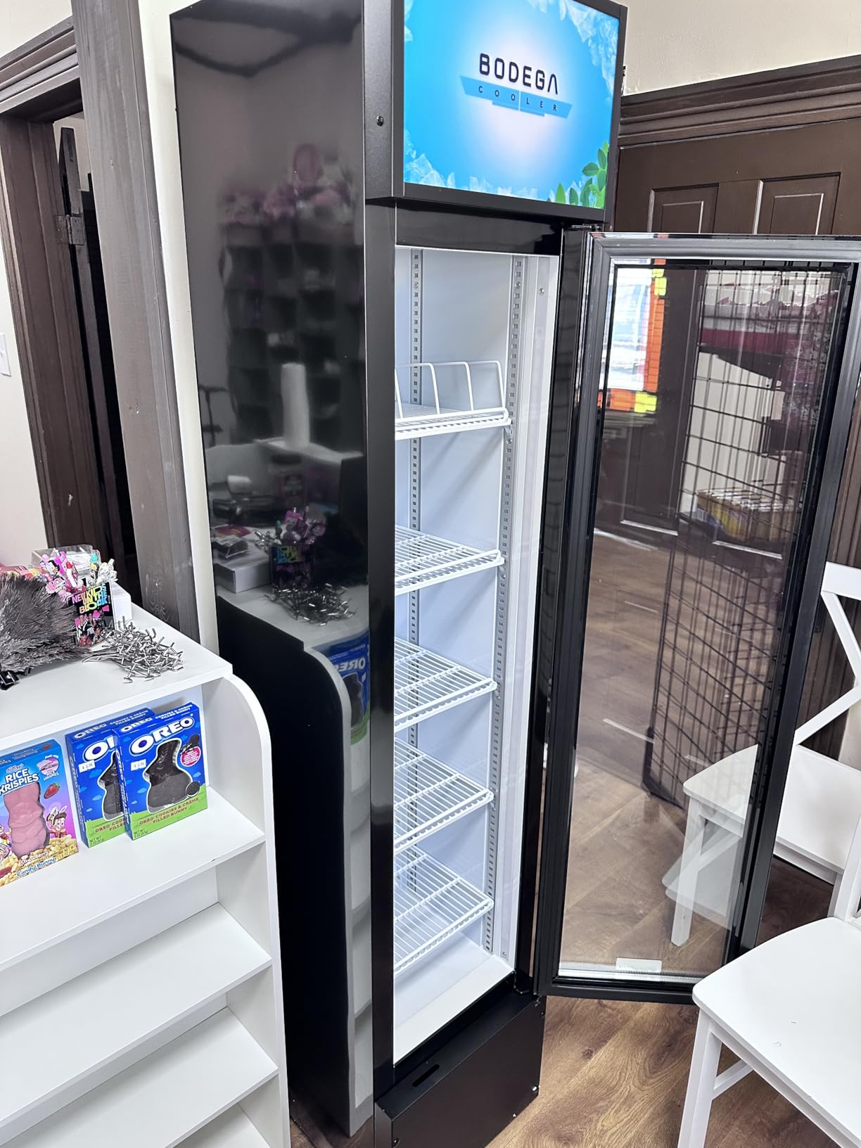 BODEGACOOLER Commercial Merchandiser Refrigerator, 2 Glass Door Display Refrigerator, 27.02 Cu.Ft Upright Beverage Display Cooler with Soft LED Light, Adjustable Shelves, 4 Strong Castors(Black) customer photo 2