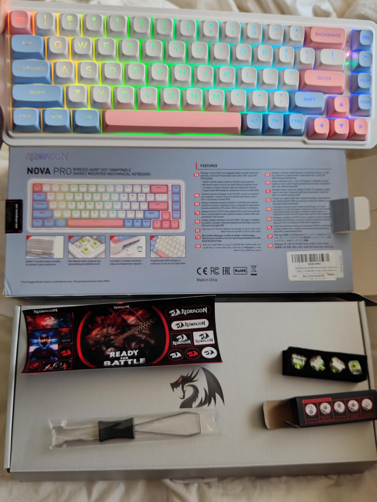 Redragon K709 PRO 65% Wireless Gasket RGB Gaming Keyboard, 68 Keys Hot-Swap Compact Mechanical Keyboard with Free-Mod Socket, 5-Layer Noise Dampening and Round PBT Keycaps, Quiet Custom Linear Switch customer photo 2