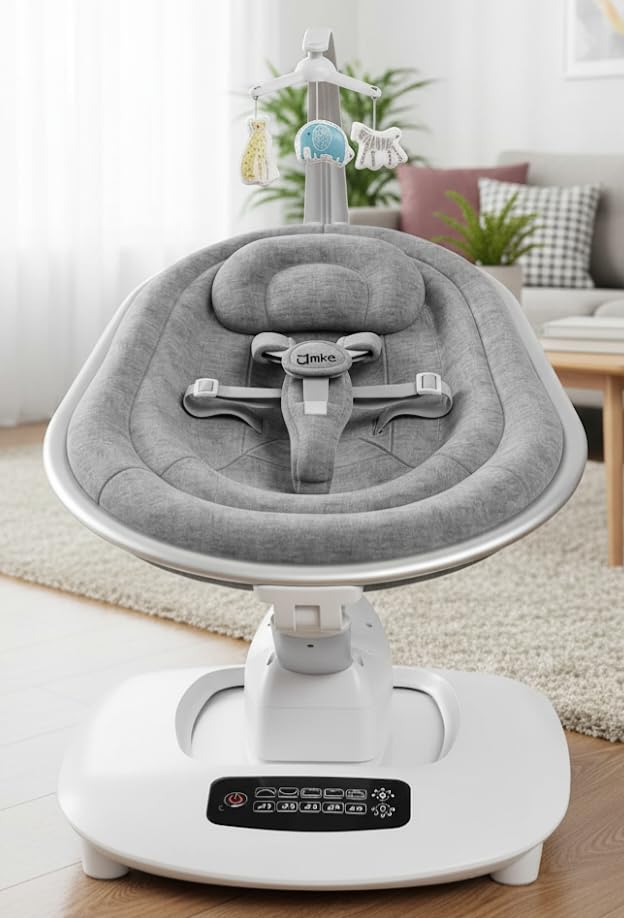 AMKE Luxury Electric Baby Swing Rocker for Infants, 5 Soothing Motions & Speeds, 3-Position Recline, Stable Dual-Motor Sway Rocking Chair customer photo 2