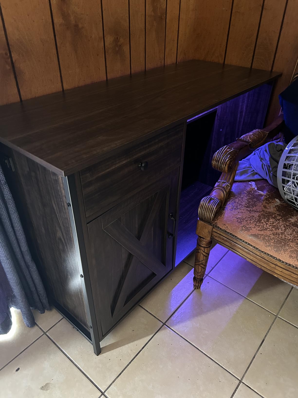 4ever2buy 55-75 Gallon Fish Tank Stand with Power Outlets, LED Light, Heavy Duty Aquarium Stand with Cabinet for Fish Tank Accessories Storage, 1100LBS, Oak customer photo 2