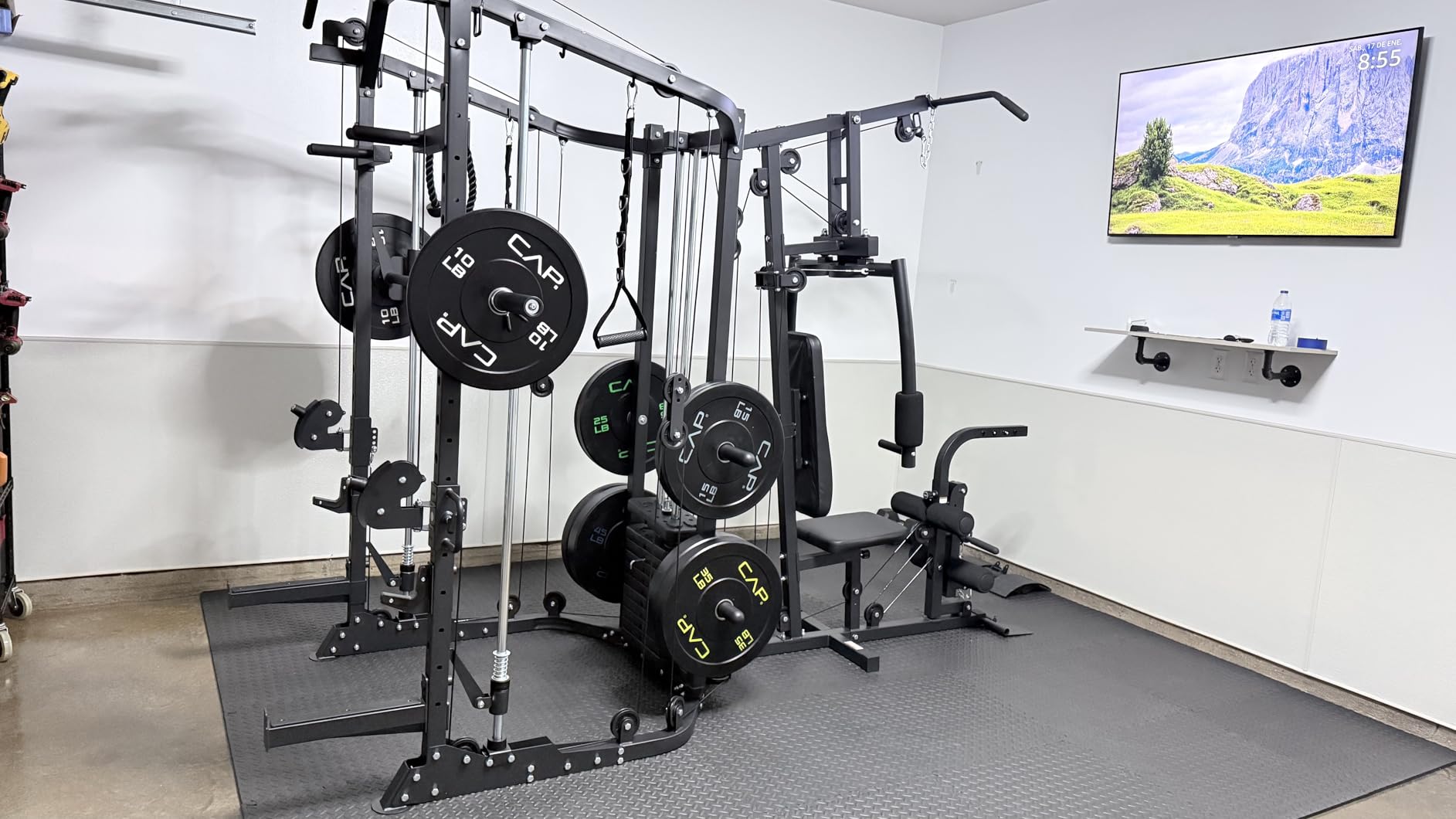 GMWD Dual-Station Smith Machine Power Cage, All-in-One Home Gym Workout Station with 121LB Weight Stacks & Cable Crossover, Professional Functional Trainer for Couples & Family Strength Training customer photo 2