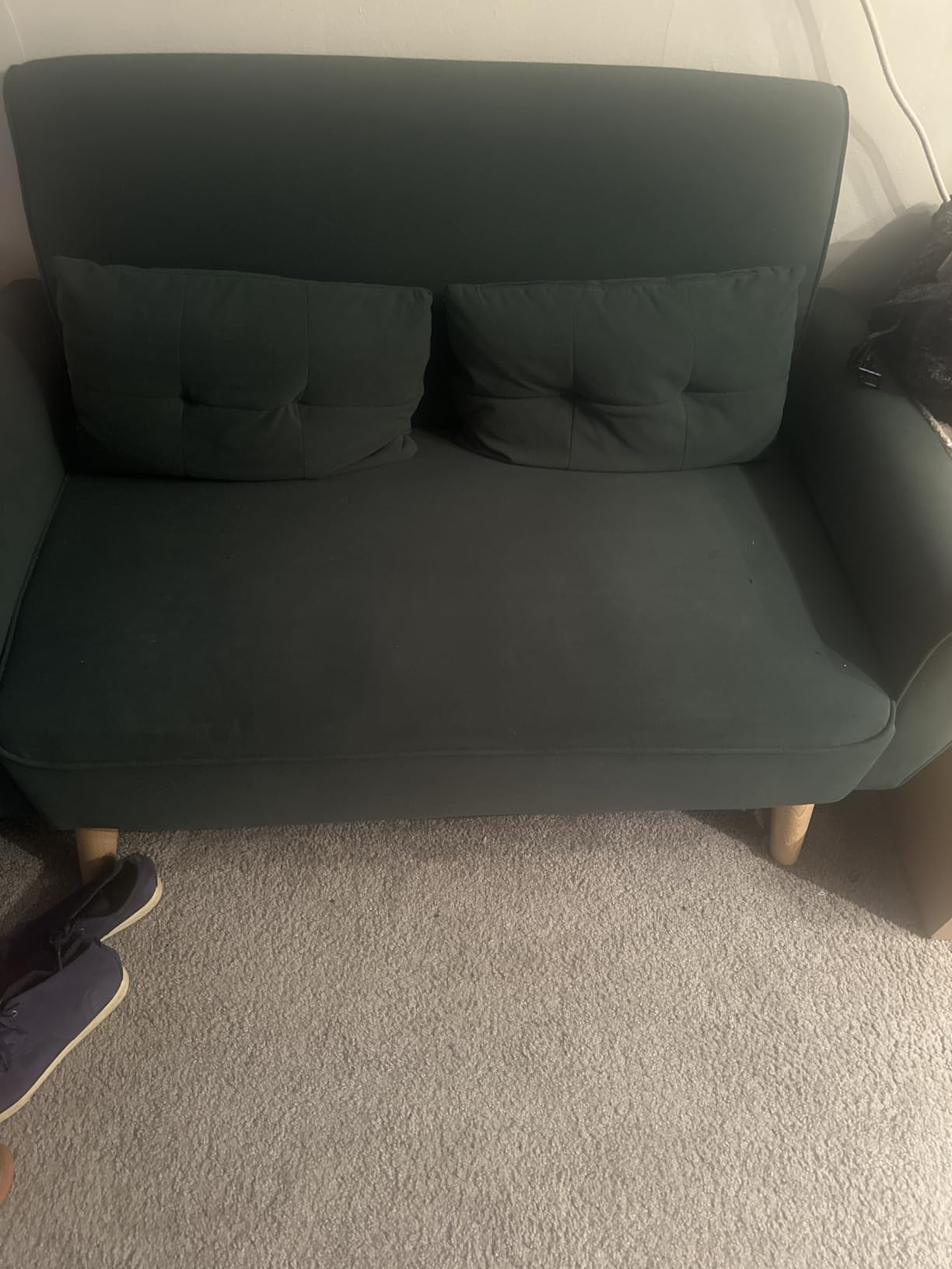 Shintenchi Small Modern Loveseat Couch Sofa, Mid Century Fabric Upholstered 2-Seat Sofa Couch Love Seats Furniture for Small Space, Living Room, Studio, Apartment with 2 Pillows, Black customer photo 2