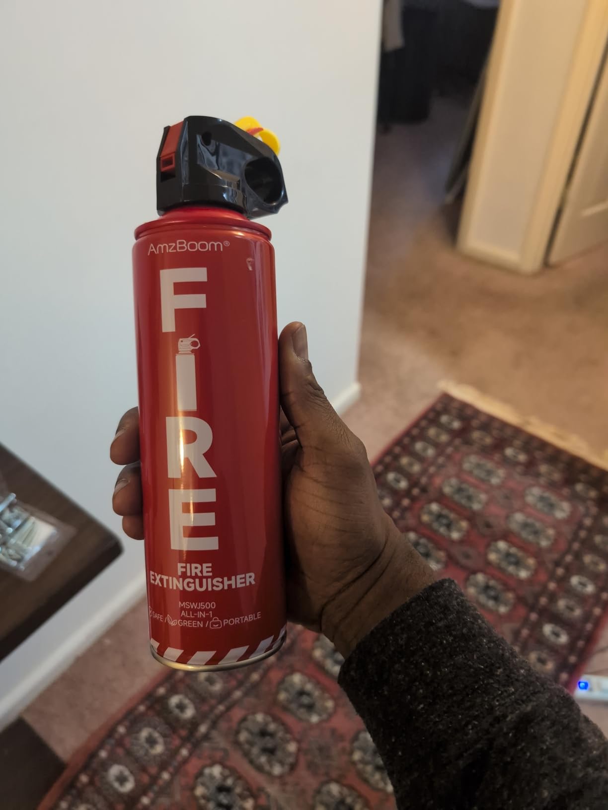 AmzBoom 2-Pack Fire Extinguisher for Home, Kitchen, Car, and Grill with Mounting Bracket- Extinguishing Spray, Compact A, B, C, K - Eco-Friendly, Prevents Reignition. customer photo 1