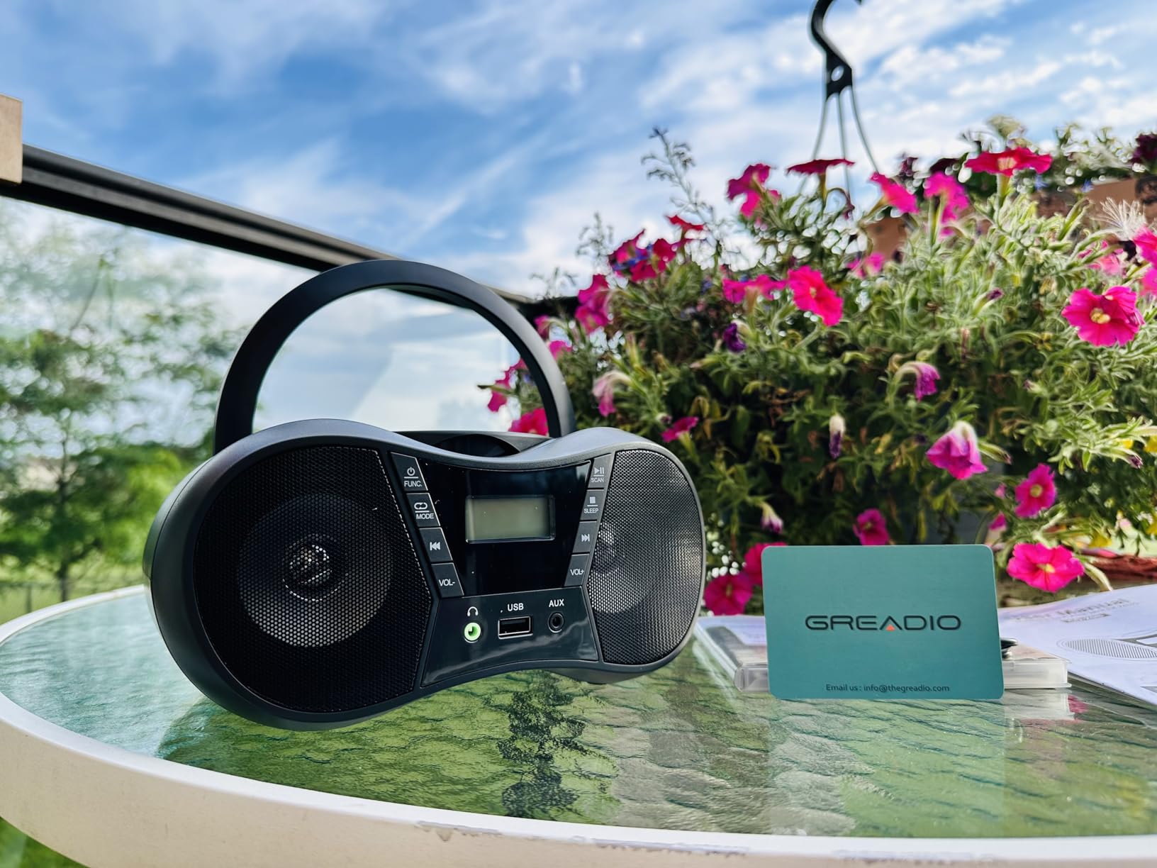 Greadio Boombox Portable CD Players for Home with Bluetooth, Boom Box CD Player FM Radio Combo, Stereo Sound, AC/Battery Powered, CD/CD-R/RW Compatible, Support AUX/USB/Headphone, Timer, Repeatable customer photo 2