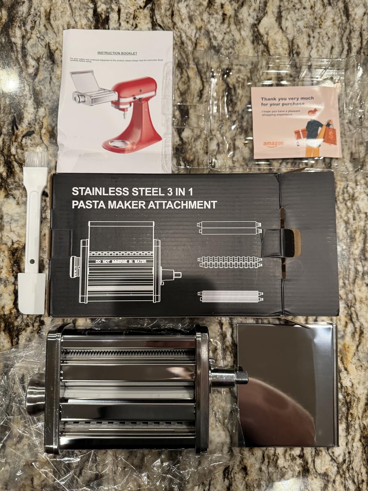 3-in-1 Pasta Attachment for KitchenAid Stand Mixer, Stainless Steel Pasta Maker for KitchenAid Mixer Attachments, Pasta Maker Includes Pasta Roller, Spaghetti & Fettuccine Cutter by Cofun customer photo 2