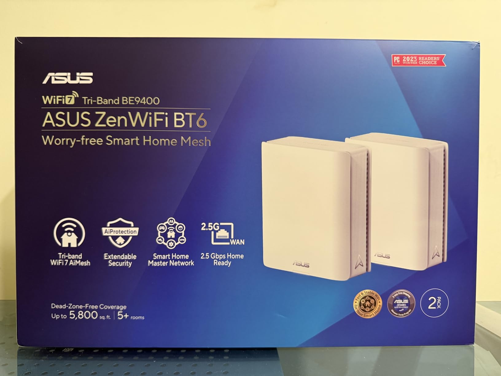 ASUS ZenWiFi BT6 Tri-Band WiFi 7 Mesh, 9.4 Gbps, 5800 sq.ft. (2pk), 2.5G WAN Port, Security and Parental Controls Included, Smart Home Master SSIDs, 4G & 5G Mobile Tethering customer photo 1