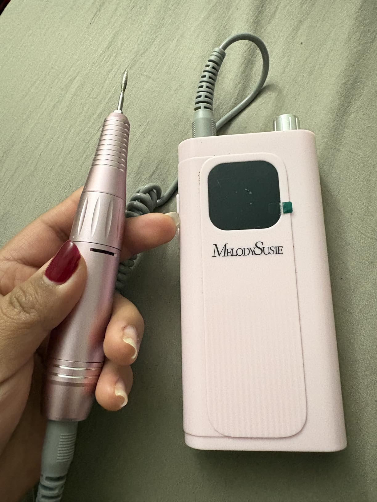 MelodySusie Entry-Level Clip-On Rechargeable Essential Nail Drill, SC300F 30000RPM E-File with LCD Display for All Manicure Shaping & Gel Removal, Ideal for Training,Nail Art Practice & Home Use, Pink customer photo 1
