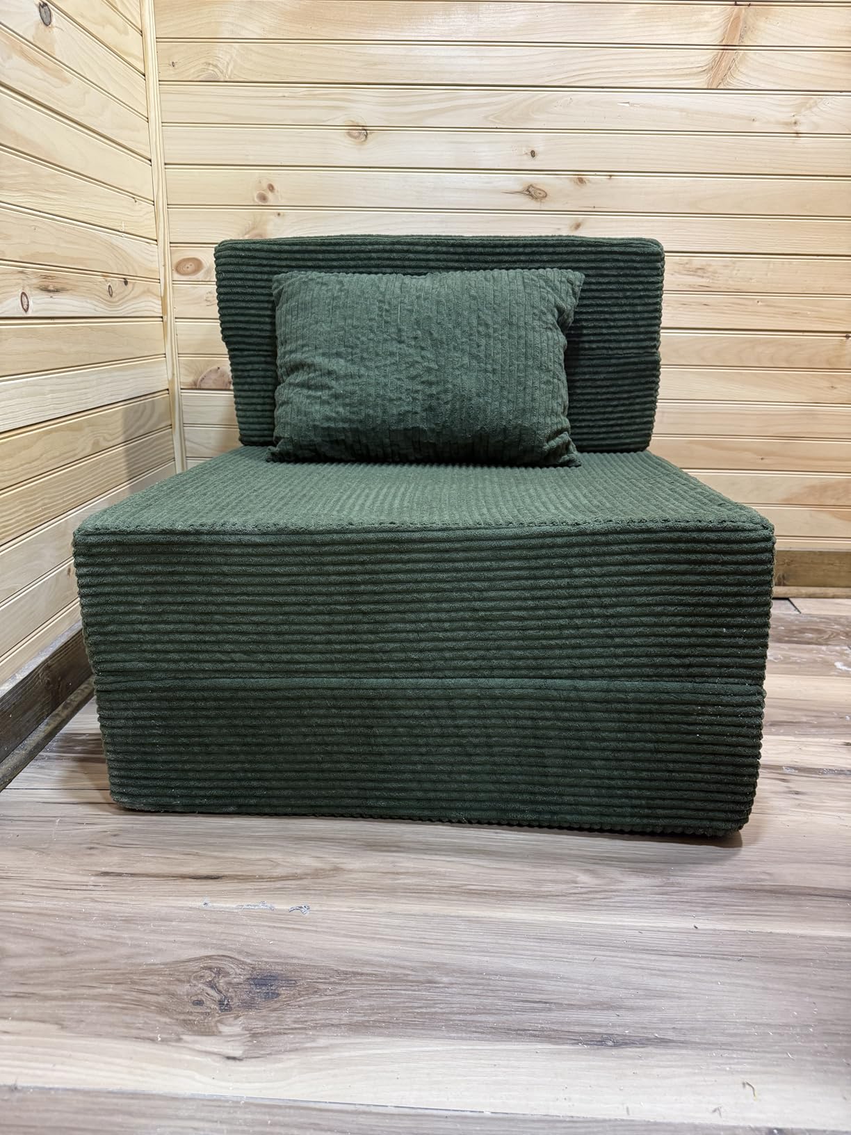 Folding Sofa Bed, 4 in 1 Convertible Sleeper Chair with Pillow, Single Memory Foam Fold Out Chair Bed, Modern Floor Futon Sofa Couch Mattress for Living Room/Guest/Apartment, Dark Grey customer photo 1