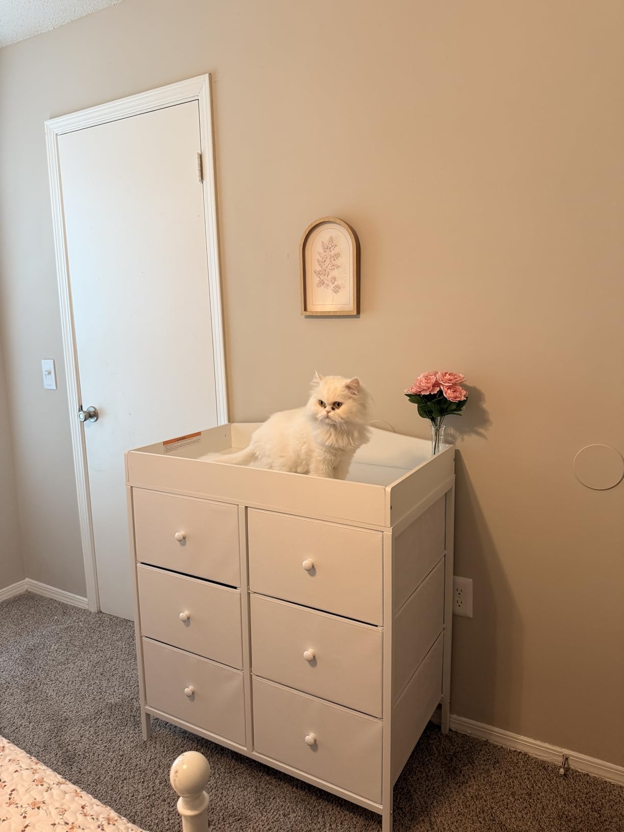 BOLUO Changing Table Dresser with 6 Fabric Drawers, Baby Dresser with Changing Table Top Diaper Changing Station with Storage for Nursery Modern customer photo 2