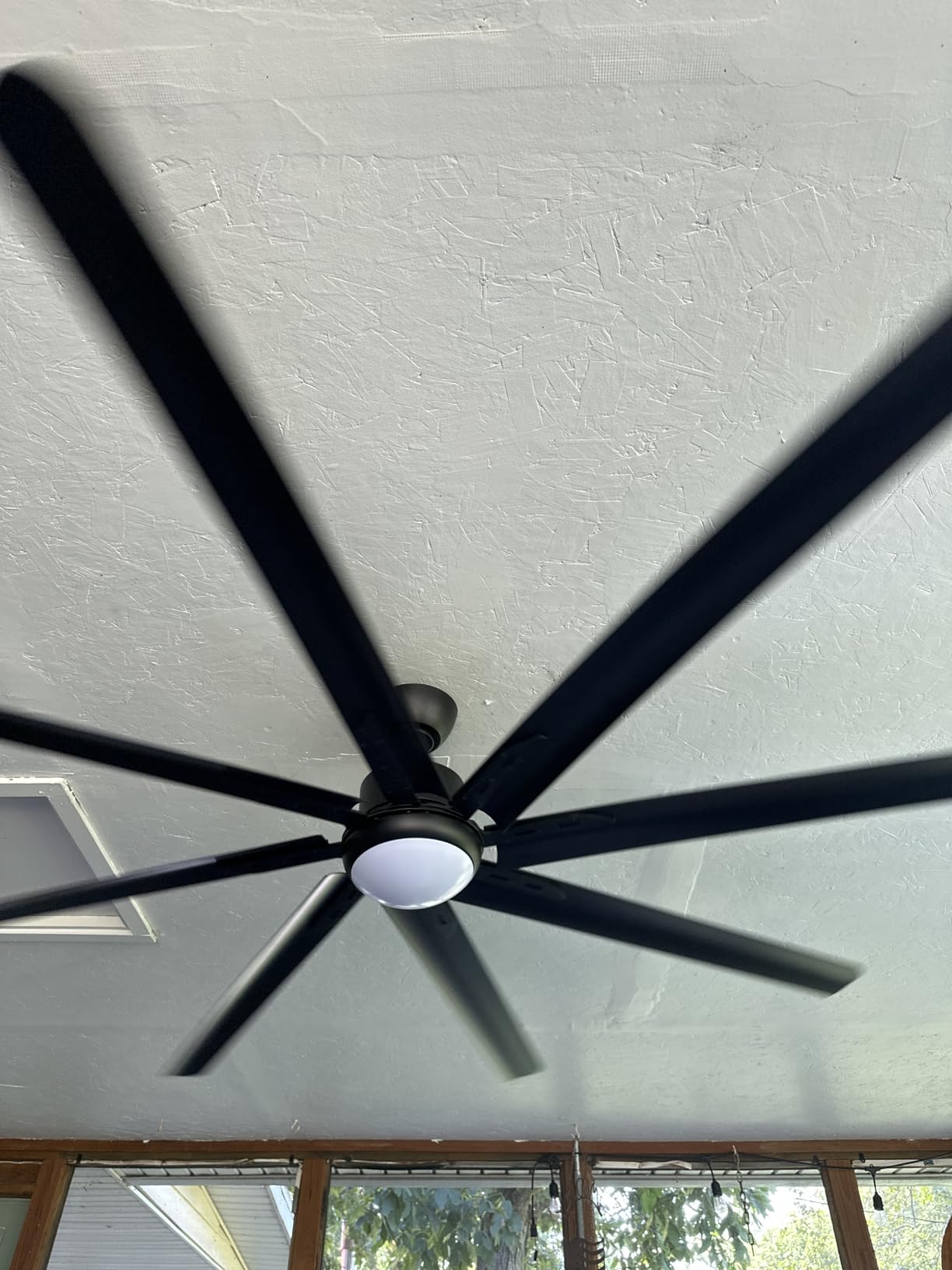 96 Inch Industrial Ceiling Fans with Lights 3CCT, Large Ceiling Fan DC Motor Quiet, Garage Ceiling Fan 1-6 Wind Speeds Reversible, 8 Aluminum Blades, Indoor/Outdoor Ceiling Fans for Patios, Black customer photo 1
