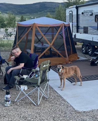 EVER ADVANCED Pop up Screen House Tent for Camping 11.5 x 9.8 ft, Instant Screened Gazebo Canopy with Netting, Portable Shelter Enclosure for Outdoor, Backyard, Khaki customer photo 1
