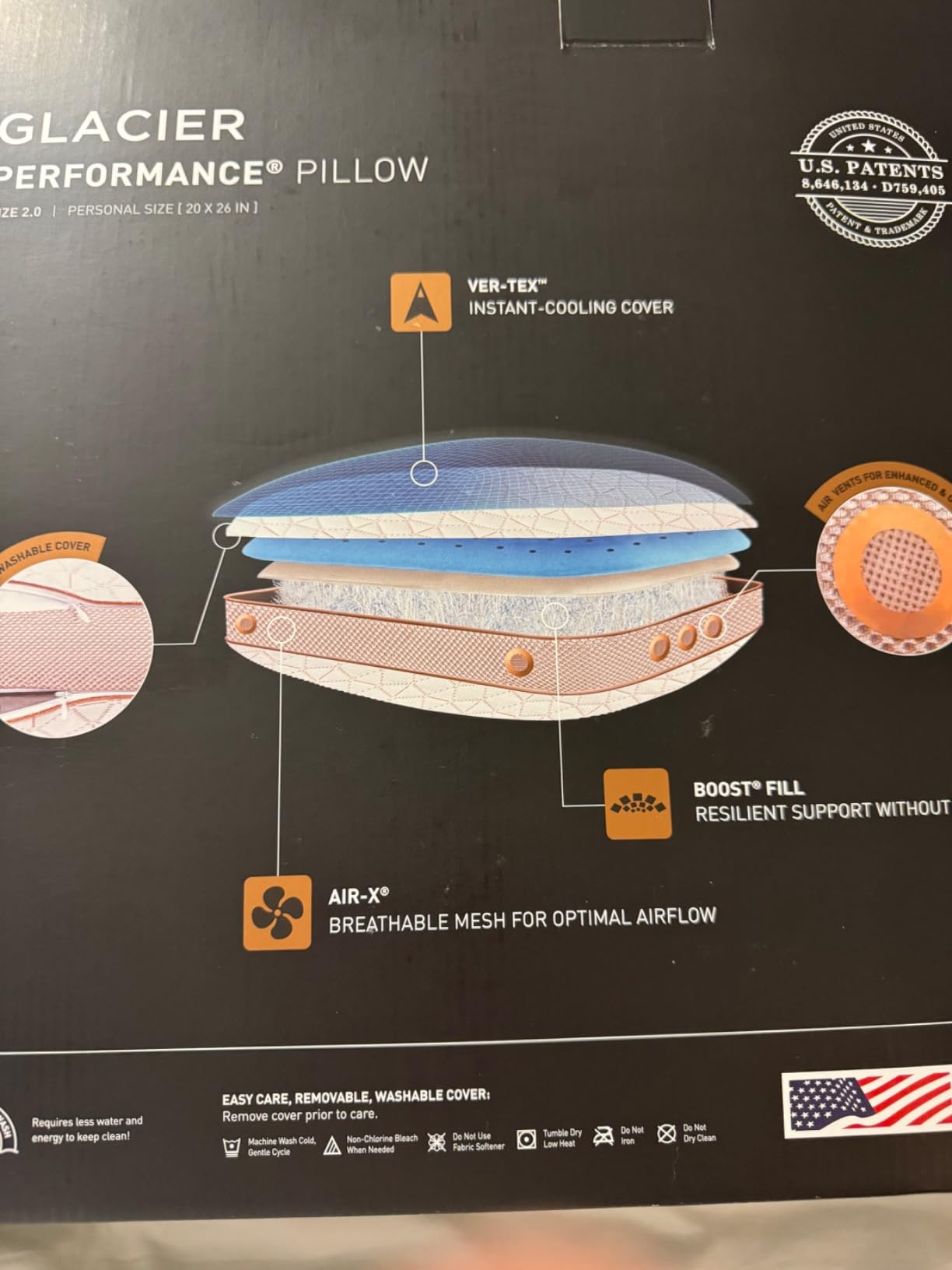 Bedgear Glacier Performance Pillow - Size 3.0 - Cooling Pillow for Hot Sleepers - Back, Stomach, Side Sleeper Pillow - 20