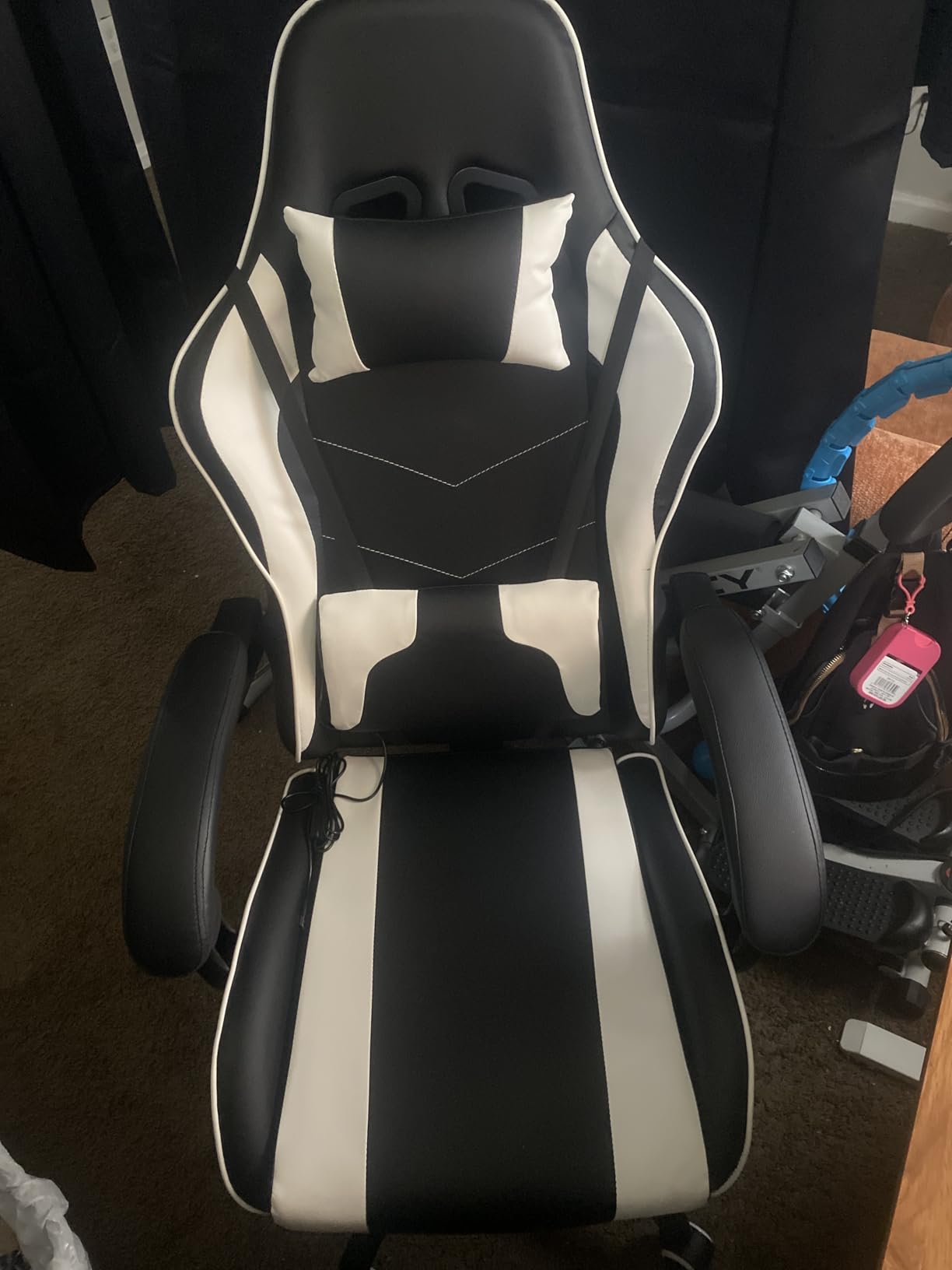 Homall Gaming Chair, Video Game Chair with Footrest and Massage Lumbar Support, Ergonomic Computer Chair Height Adjustable with Swivel Seat and Headrest (RGB Dark Black) customer photo 1