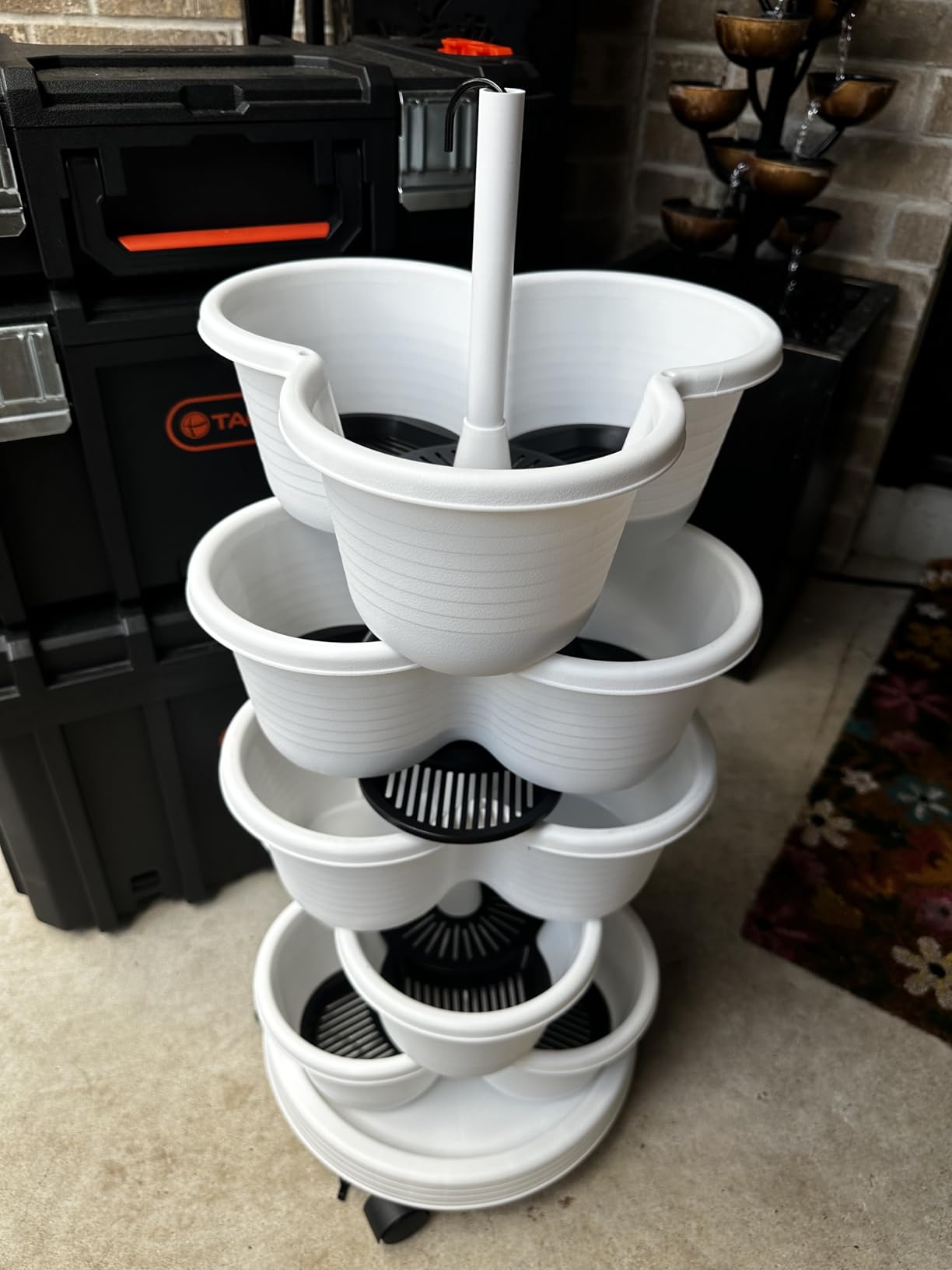 VECELO 5 Tier Vertical Garden Planter, Self Watering Stackable Planters with Wheels for Strawberries, Herbs, Flowers, Vegetables customer photo 2