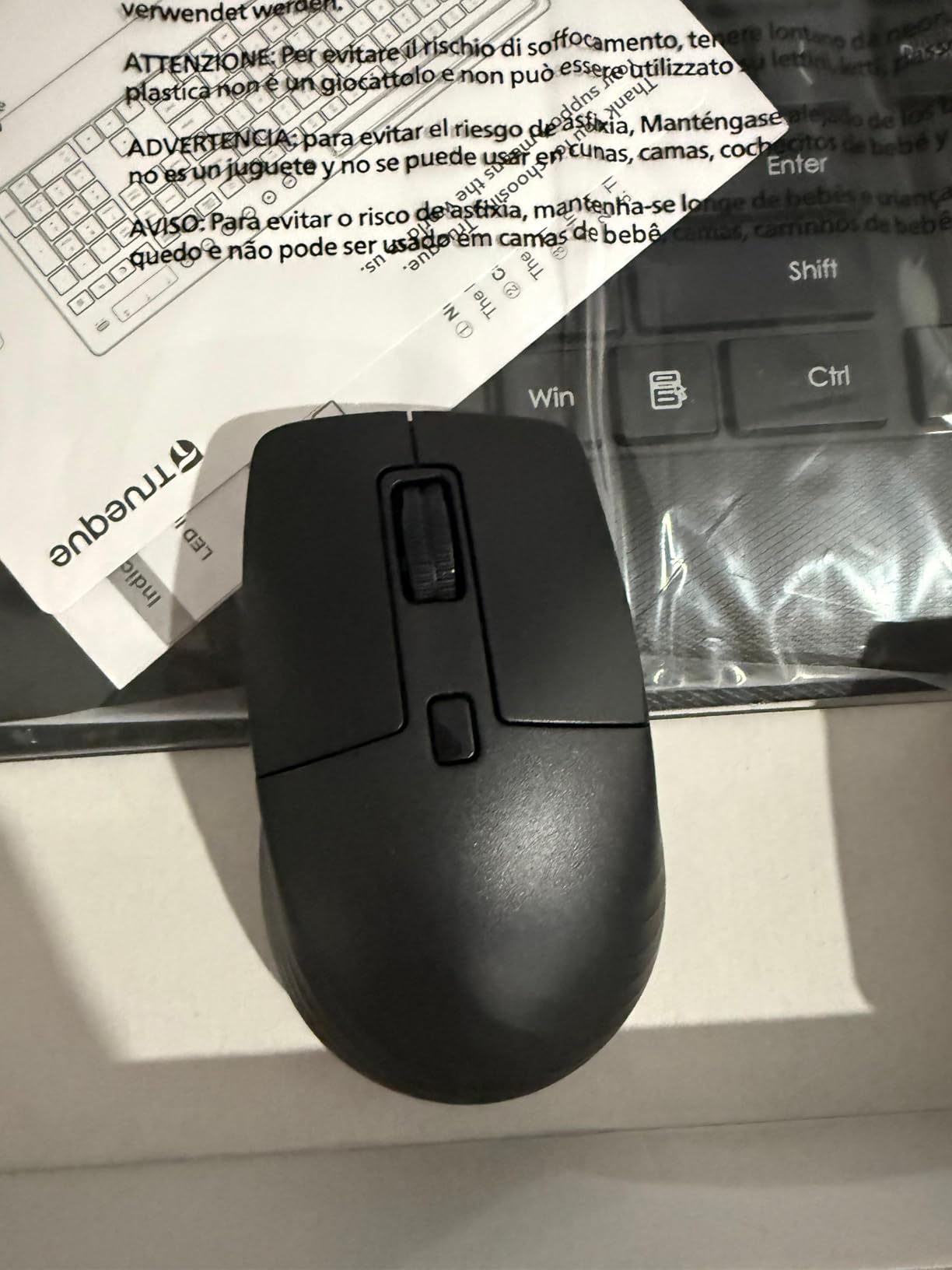 Trueque KM31 Wireless Keyboard and Mouse Combo - Full-Size Quiet Typing with Palm Rest, Phone Holder, Multimedia Keys, Power Switch, Batteries Included, Compatible with Windows, Chrome OS, PC, Laptop customer photo 2