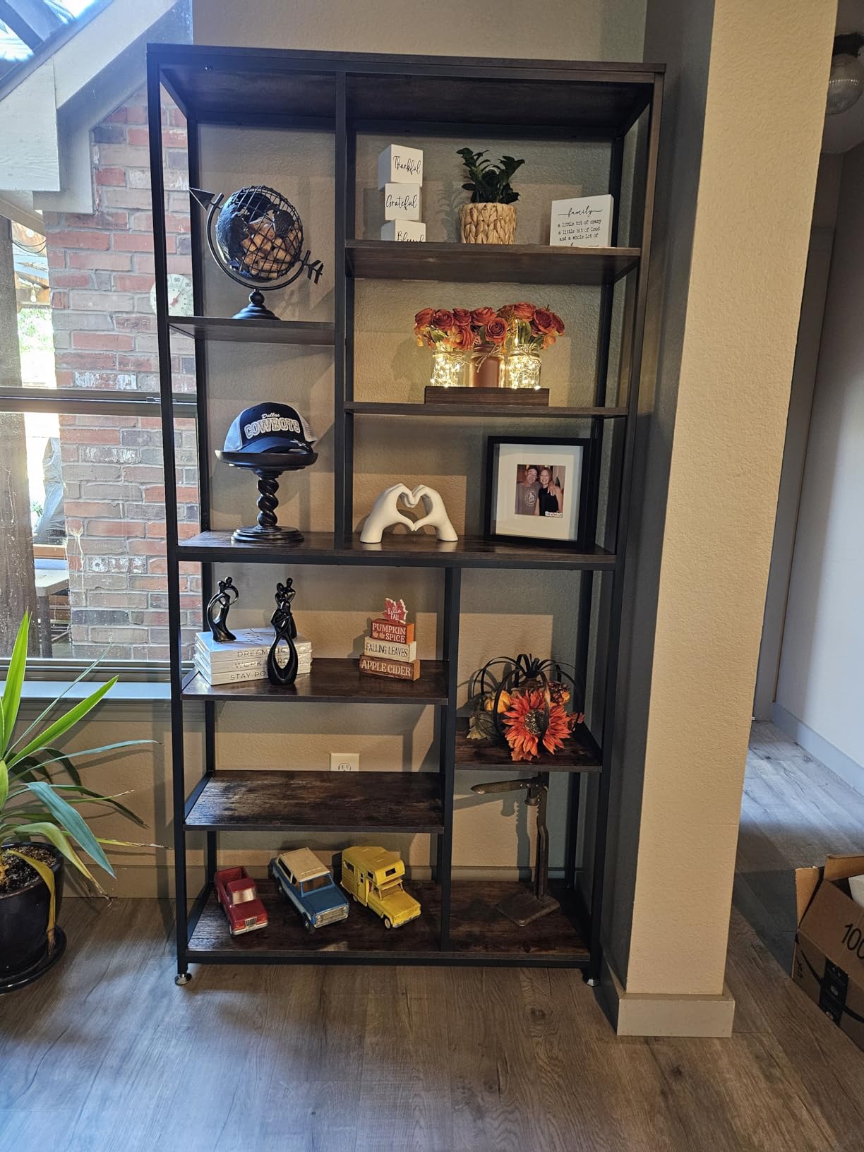 Tribesigns 79-Inch Tall Staggered Bookshelf, Industrial Bookcase with 8 Open Shelves, Wood and Metal Etagere Display Shelf for Living Room, Home and Office customer photo 2
