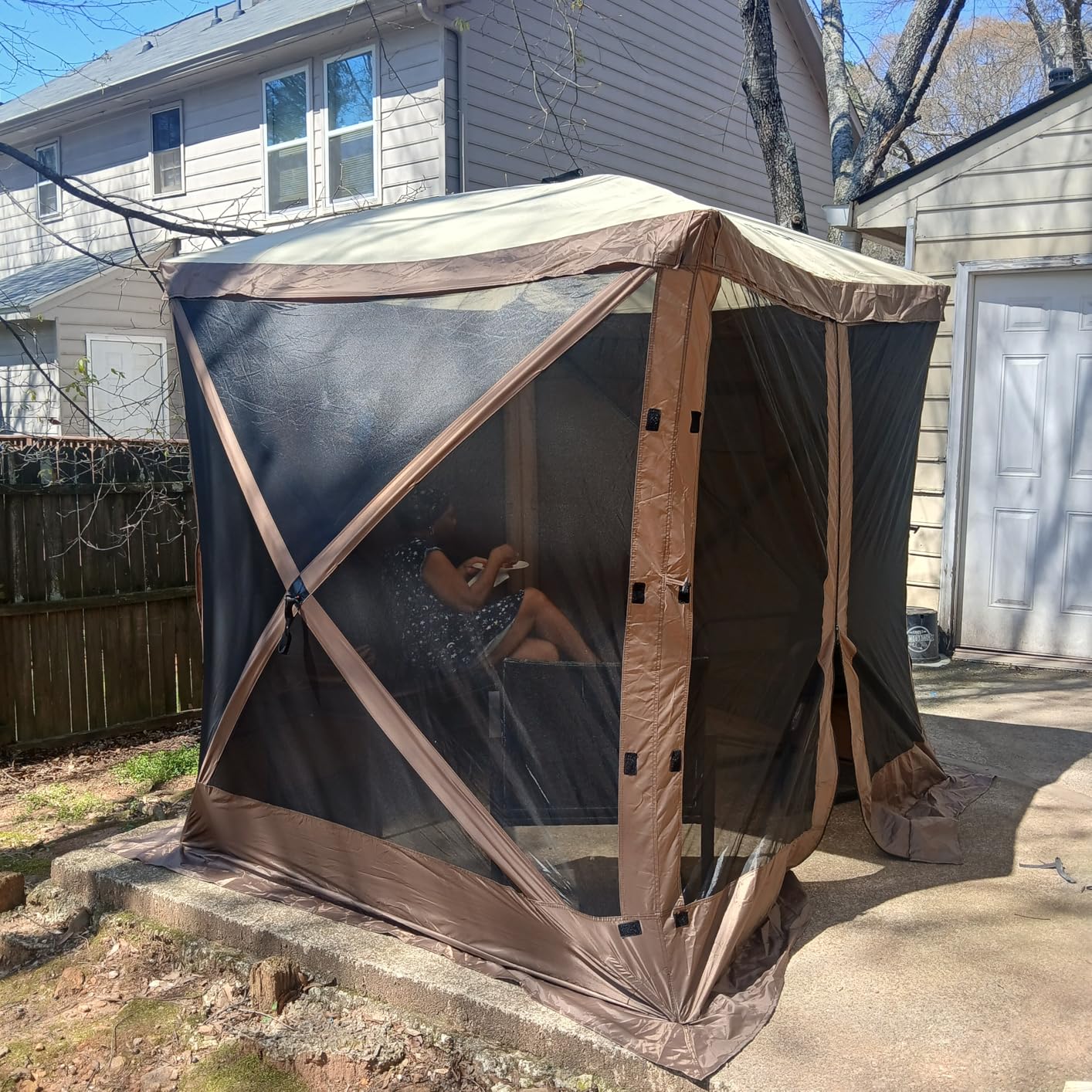 VEVOR 12x12ft Pop Up Gazebo Tent with Mosquito Netting, 6 Removable Wind Panels & 2 Mesh Windows, Outdoor Canopy Shelter for Patio, Army Green customer photo 1