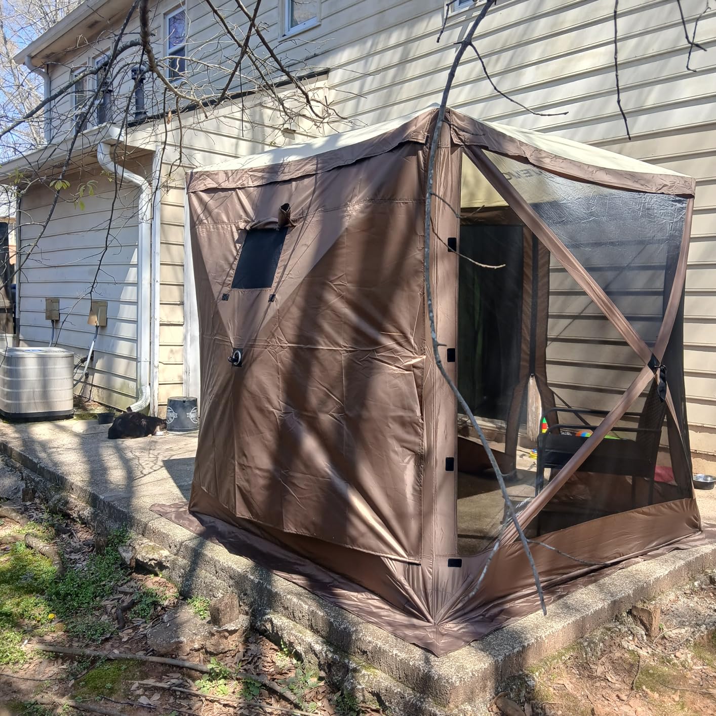 VEVOR 12x12ft Pop Up Gazebo Tent with Mosquito Netting, 6 Removable Wind Panels & 2 Mesh Windows, Outdoor Canopy Shelter for Patio, Army Green customer photo 2