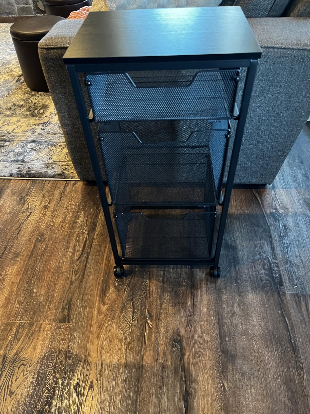 3 Drawer Mobile File Cabinet for Home Office, Rolling Filing Cabinet on Lockable Wheels, Hanging File Folders Organizer, Utility Cart Storage and Organizer, Printer Stand, Black customer photo 2