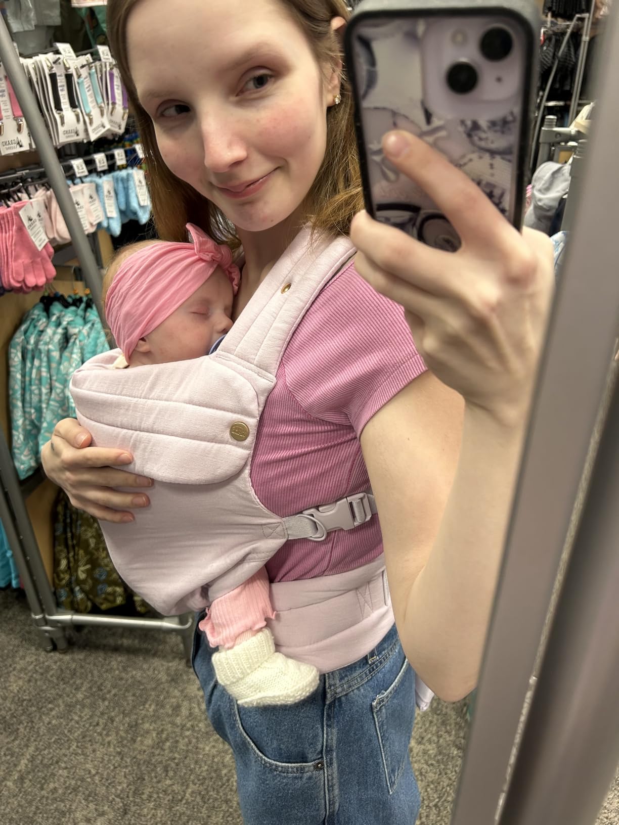 Mabē Monarch Ergonomic Baby Carrier - Premium Cotton Soft Structured Newborn to Toddler Carrier with Hip-Healthy Design, 3 Carry Positions (7-35lbs), Lightweight & Breathable, (Ebony Check) customer photo 2
