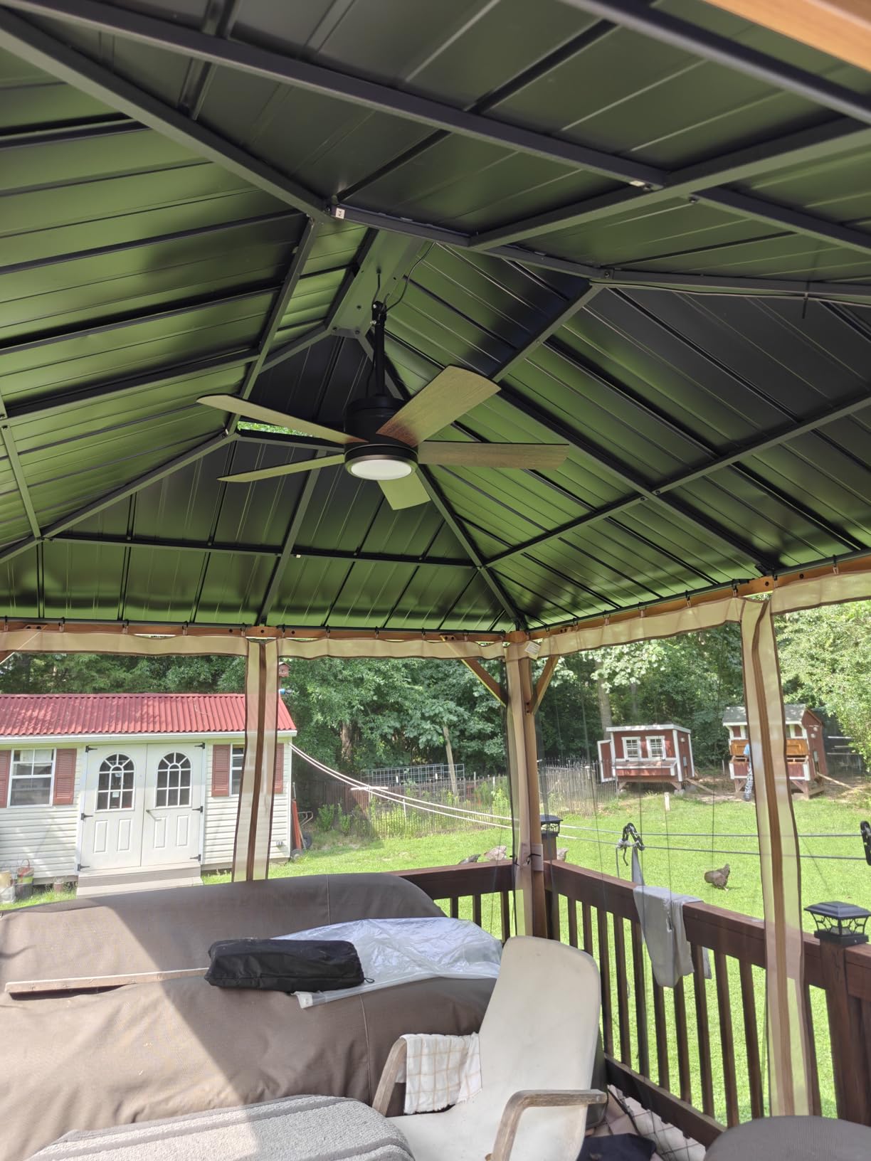 42 In Outdoor Ceiling Fan Hanging Fan Outdoor Ceiling Fans, Waterproof, with Light, Remote, 42 In, Wet Rated, IP65, 6 Speed, 3CCT, Plug in, for Patios, Porch, Gazebo, Black customer photo 1