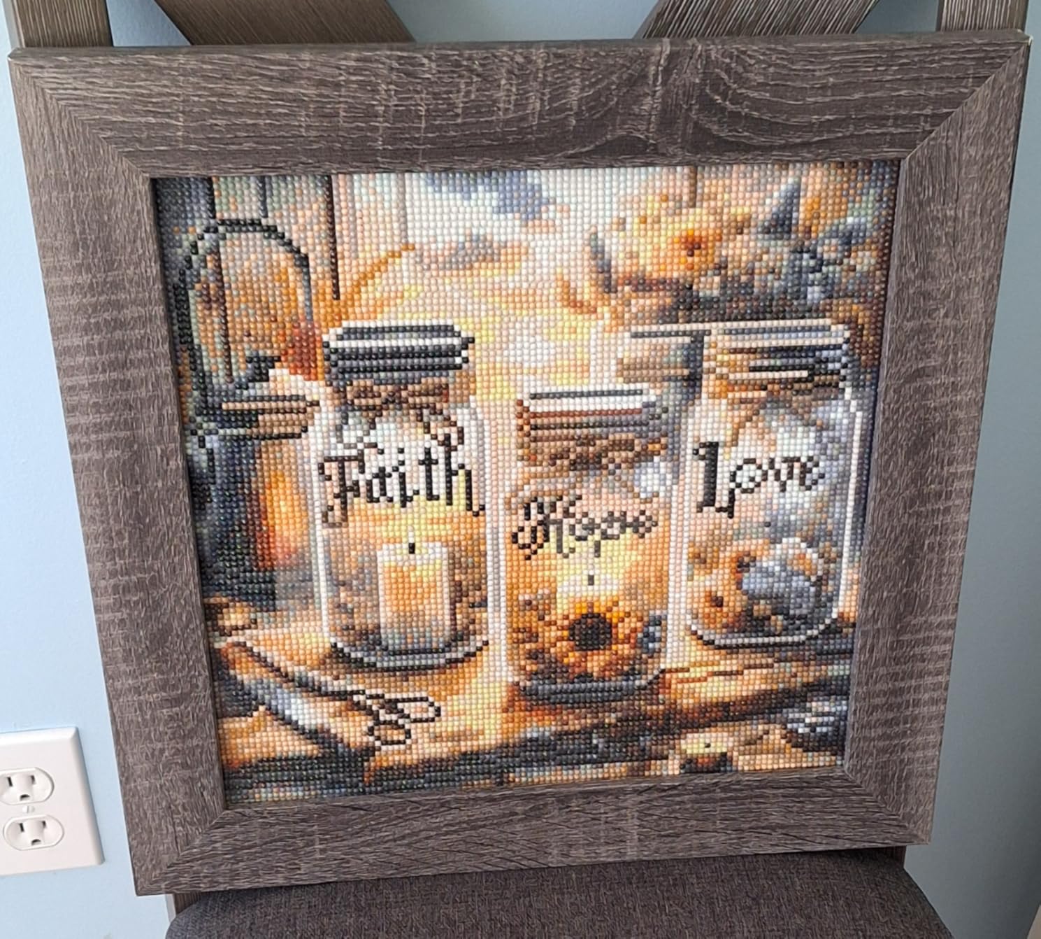 TOPMCYSG Faith,Hope,Love Diamond Art Kits for Adults,Inspirational 5D Diamond Painting Kits for Beginners,DIY Paint with Round Full Drill Diamond Dots Gem Painting for Adults,Home Decor 13.78x13.78 in customer photo 1