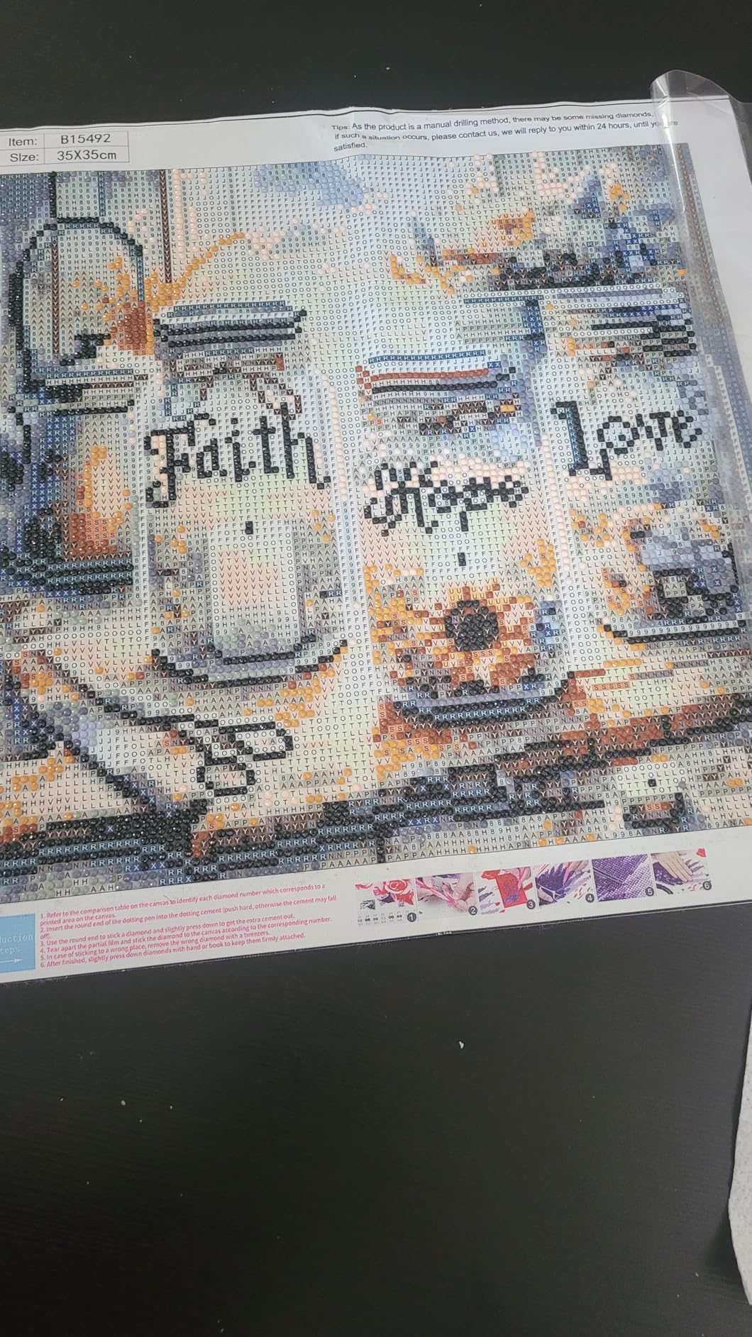 TOPMCYSG Faith,Hope,Love Diamond Art Kits for Adults,Inspirational 5D Diamond Painting Kits for Beginners,DIY Paint with Round Full Drill Diamond Dots Gem Painting for Adults,Home Decor 13.78x13.78 in customer photo 2