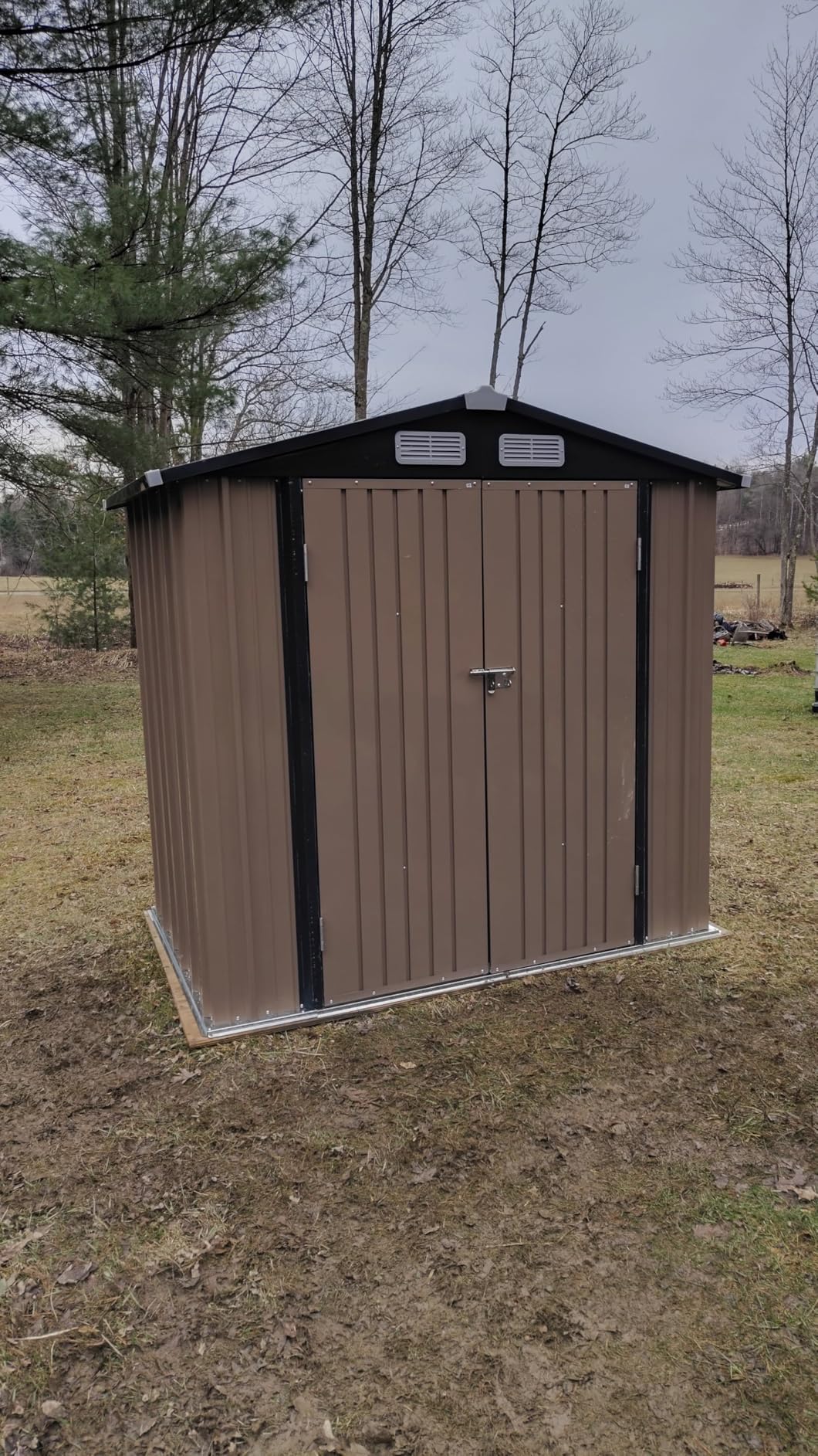 Aoxun 6.2x4 FT Shed Outdoor Storage Shed with Lockable Doors & Sloping Roof Metal Garden Tool Shed for Backyard, Patio, Poolside (Brown) customer photo 1