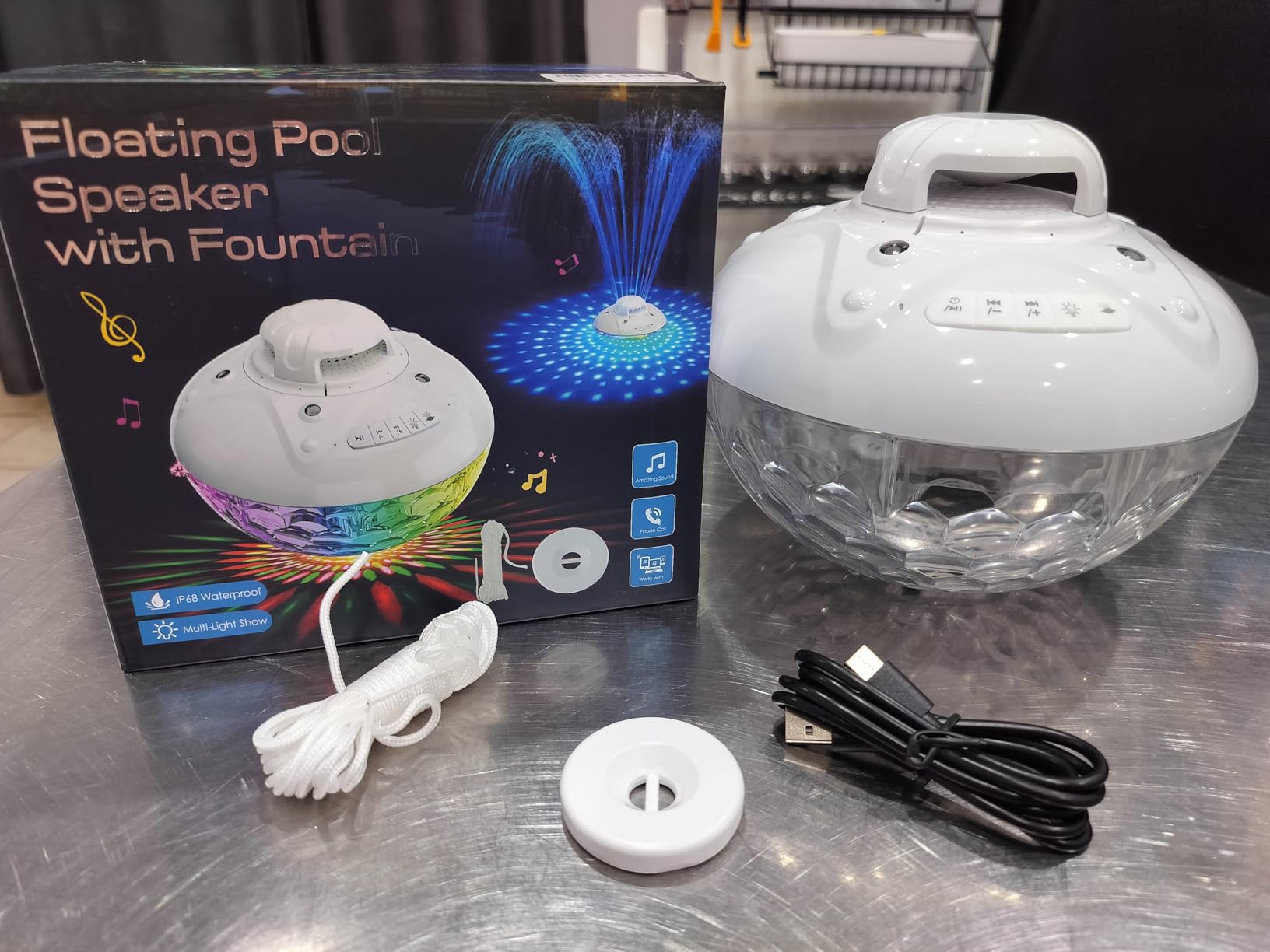 KingSom 3 in 1 Bluetooth Pool Speaker with Pool Fountain Light customer photo 2