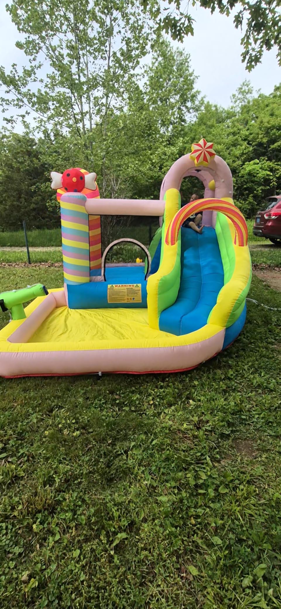 NBSPORT Inflatable Water Slide - Crocodile Theme Bounce House Water Park with Blower, Climbing Wall, Splash Pool, Water Cannon, Blow up Toddler Waterslide for Kids and Adults Backyard, Green customer photo 1