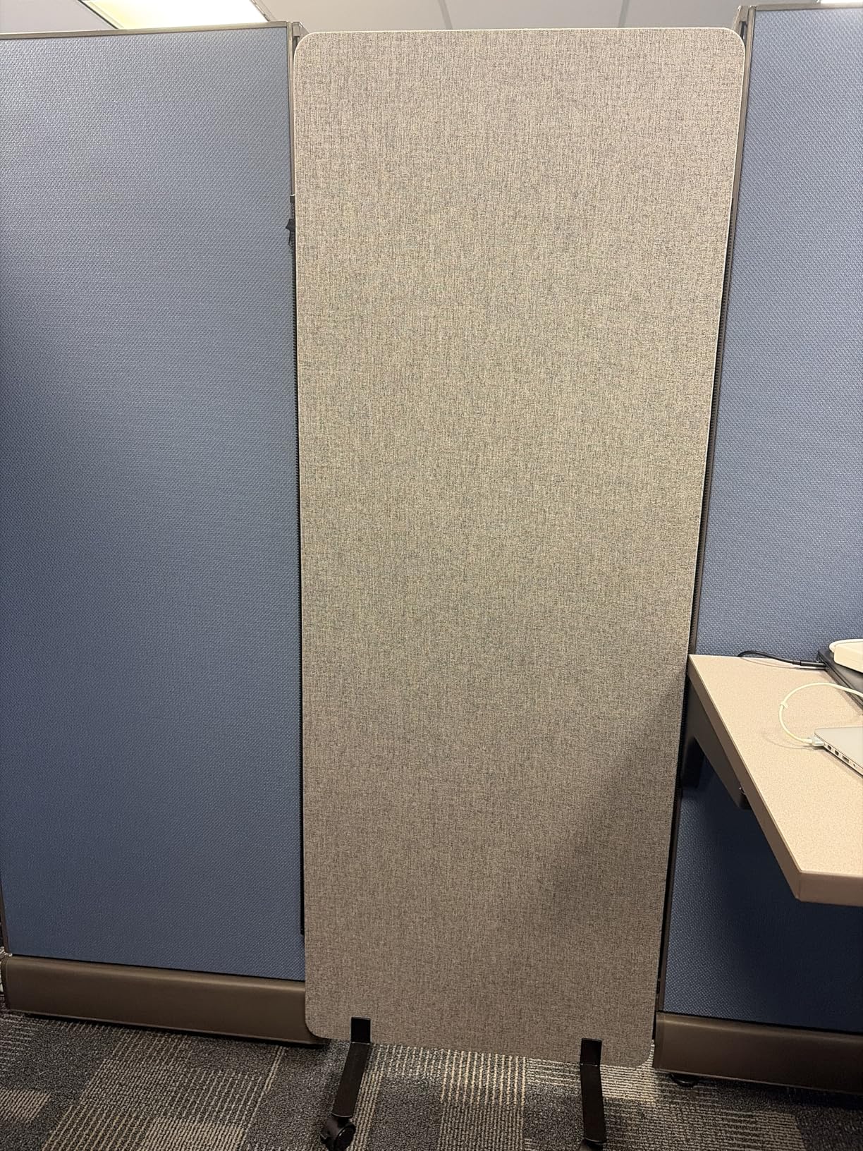 VINGLI Room Divider Screen, Freestanding Privacy Partition Wall, Zipper Connected Panels with Wheels, Office Space Separator (Light Gray, 3 Panel) customer photo 1