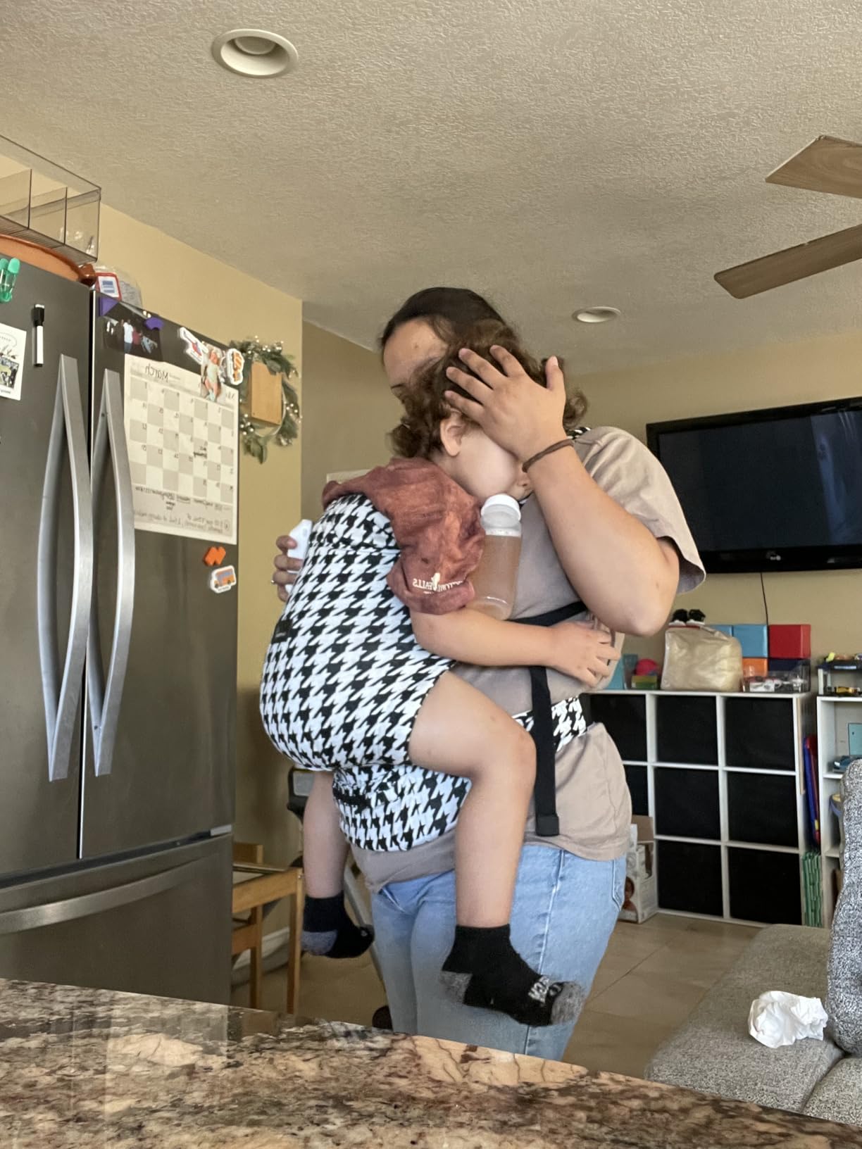GROWNSY Baby Carrier Newborn to Toddler, Lightweight Ergonomic 7-44 lbs Newborn Carrier with Head Support, Easy to Wear Hands Free Infant Carrier for 0-36 Months, Houndstooth customer photo 1