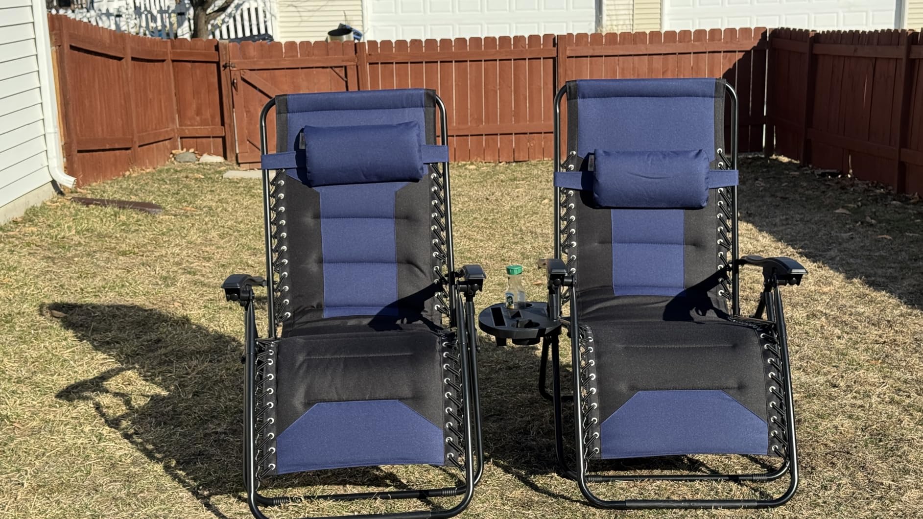 MAISON ARTS Oversized Zero Gravity Chairs Set of 2, Folding Padded Recliner Anti Gravity Lounge Chair with 28 Inch Wide Seat and Cup Holder, Support 400lbs, Grey and Black customer photo 1