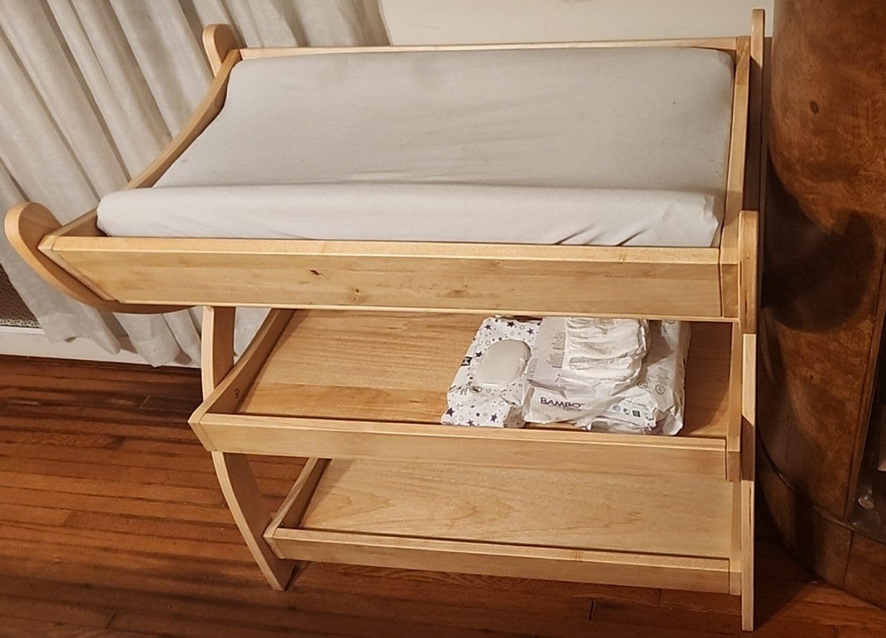 Comfy Cubs Baby Changing Table - Sturdy Wood Construction, Timeless Look Baby Change Table with Two Open Shelves for Infant Daycare Essentials Storage - Natural Wood customer photo 1