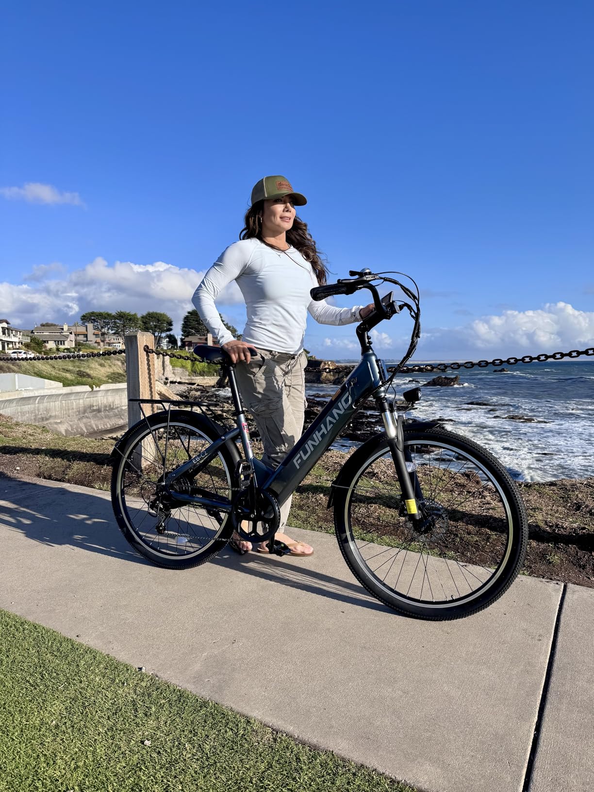 Funhang Electric Bike for Adults, 1000W Peak Ebike, 50Miles Step Thru Electric Bicycle, 26
