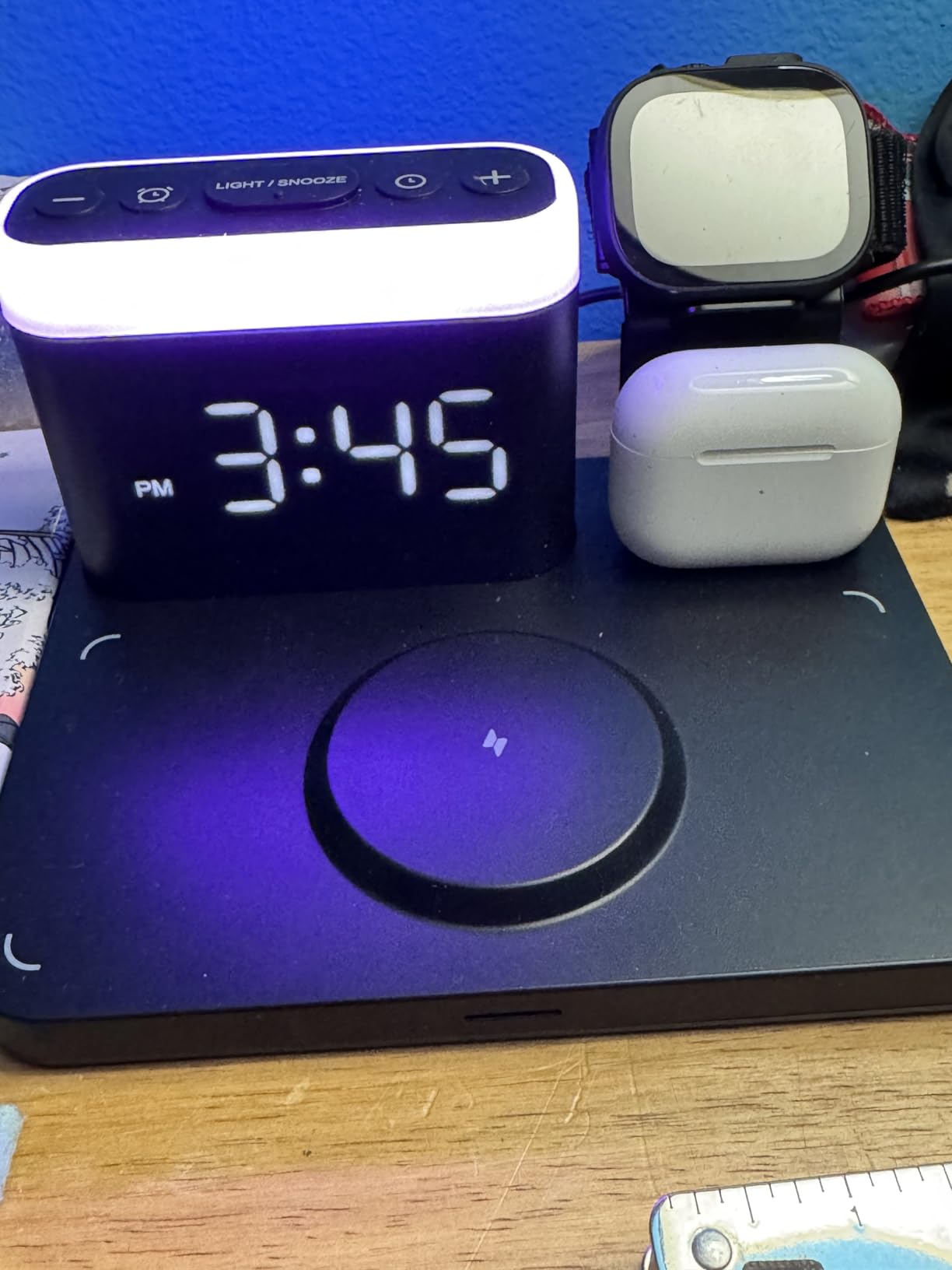 ANJANK Wireless Charging Station,5 in 1 Multiple Charger Stand with Alarm Clock,7 Night Light,Mag-Safe Charging Dock for iPhone 17 16 15 14 13 12 Pro Max Plus,Apple Watch 11/10/9/8,for Airpods customer photo 2