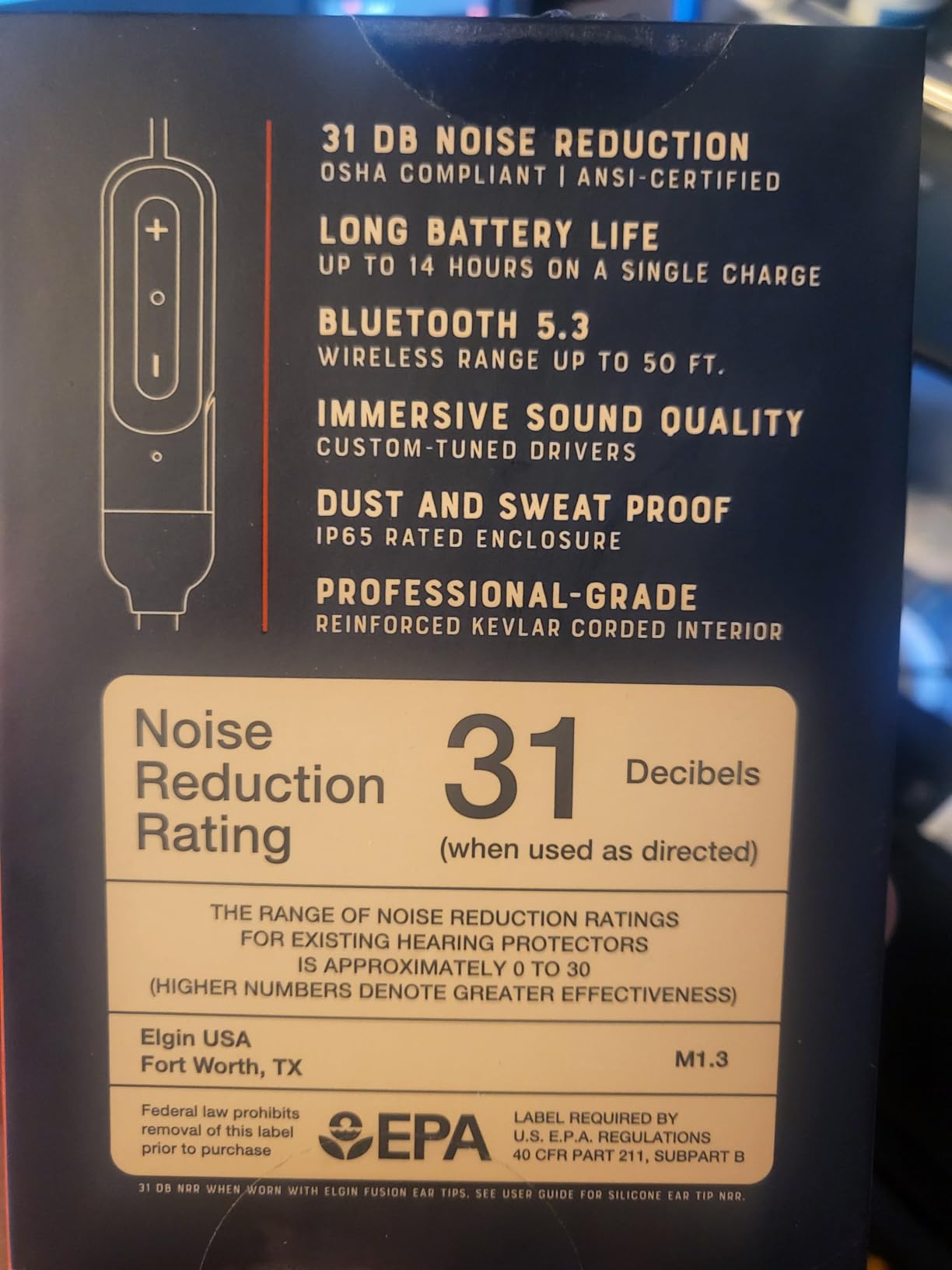 Elgin Discord Gen 3 Bluetooth Earplug Earbuds, OSHA Compliant, 31dB NRR ANSI Certified Noise Isolation customer photo 2