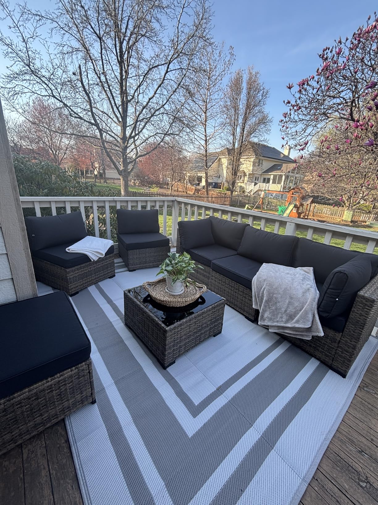 Aoxun Patio Furniture Sets, 7-Piece Outdoor Patio Furniture with Thick Cushions, Wicker Outdoor Conversation Set Sectional Sofa for Backyard, Poolside, Garden customer photo 1