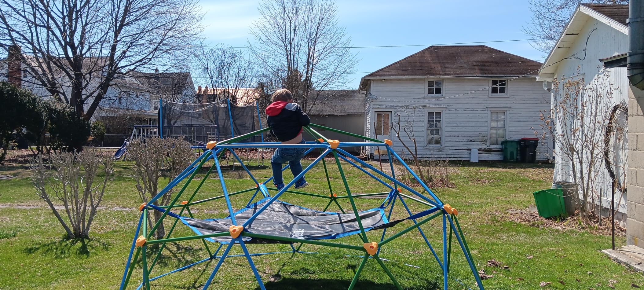 Gardenature 10FT Climbing Dome with Hammock, Outdoor Jungle Gym for Kids, Geometric Dome Climber Supporting 880 Lbs Anti-Rust Metal Outdoor Play Structure ASTM Approved Blue & Green customer photo 2