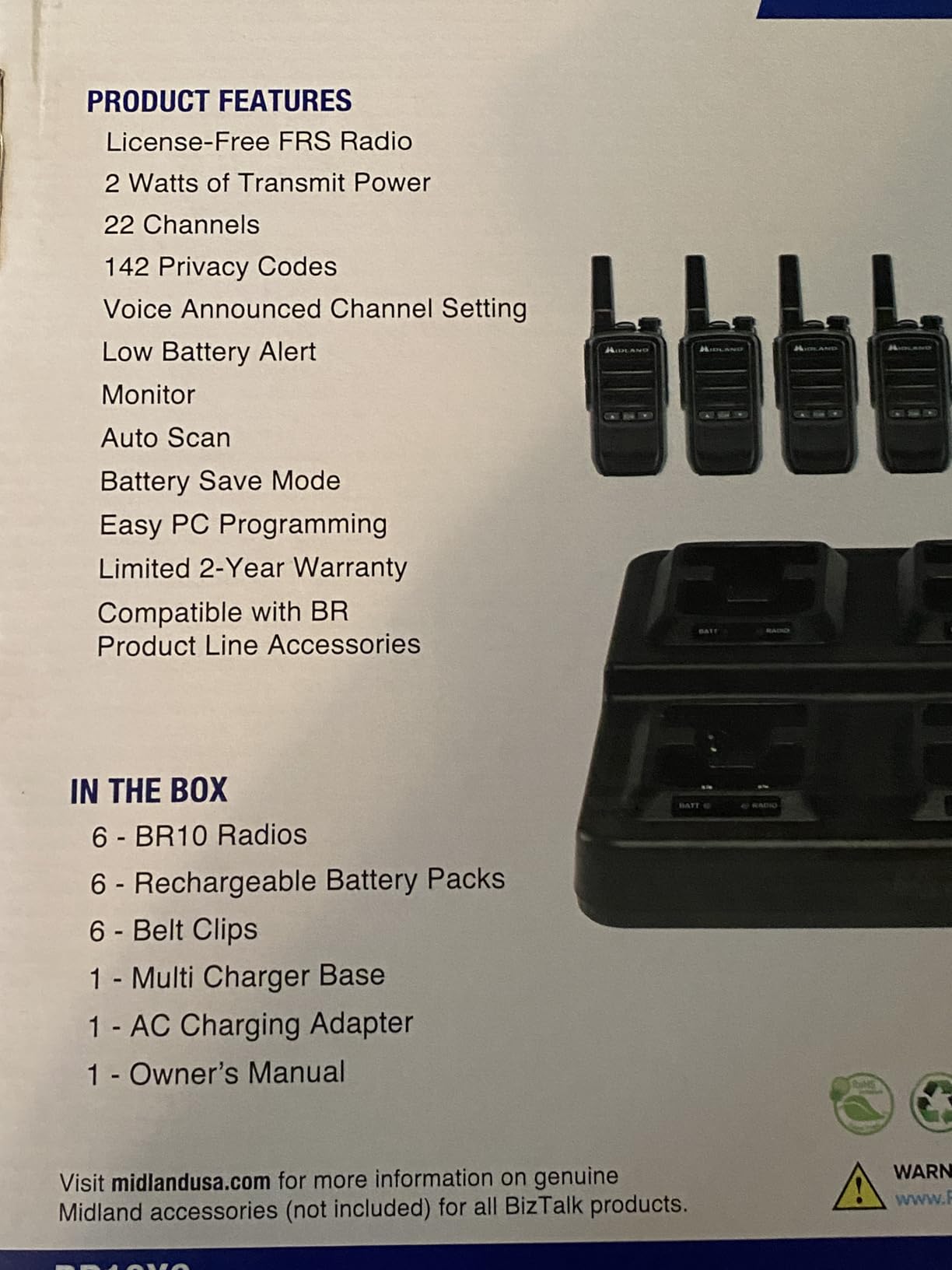 Midland BR10 Heavy-Duty Business Walkie Talkies - 2-Watt Long Range Two-Way Radios, FRS License-Free, Rechargeable Battery, Portable Handhelds for Job Sites & Manufacturing, 2-Pack customer photo 1