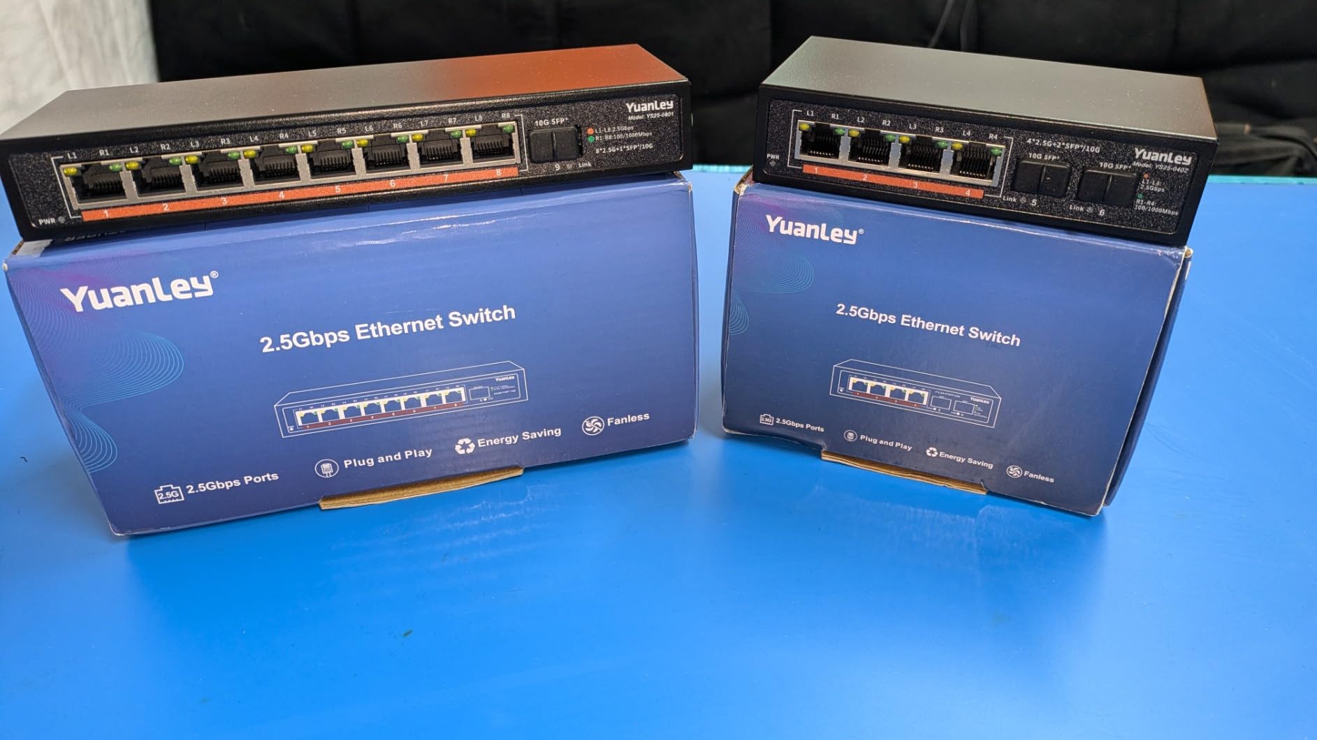 10Gb Ethernet Switch Unmanaged with 2 x 10Gbe RJ45 Ports, 4 x 2.5G Base-T Ports, Plug and Play, VLAN, Wall Mount, YuanLey 6-Port 10 Gigabit Network Switch with Metal Case Fanless customer photo 1