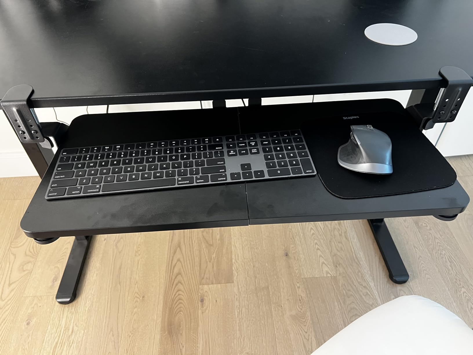 Ergonomic Keyboard Tray Under Desk, Pull Out with Adjustable C-clamp, 25.6 (31.5 Including Clamps) x 11.8 Inch Slide Out Computer Keyboard Drawer Mouse Tray for Typing, Large & Black customer photo 2