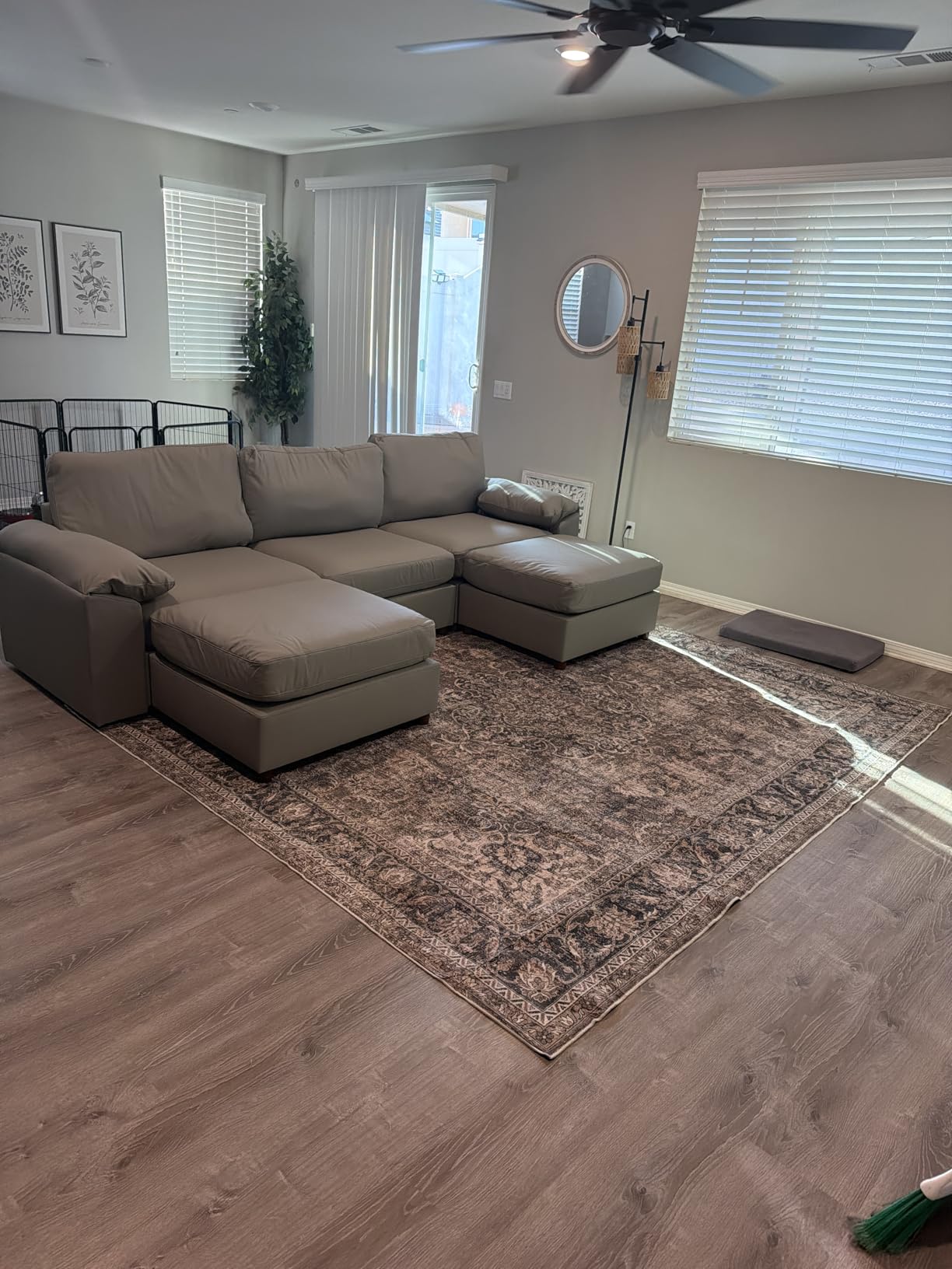 EASE MOOSE Oversized Modular Sectional Sofa, Leather Sectional Couch with Deep Seat, Extra Large U Shaped Couch, Faux Leather Material Sofa Modern Comfy Scratch Resistant, Beige customer photo 2