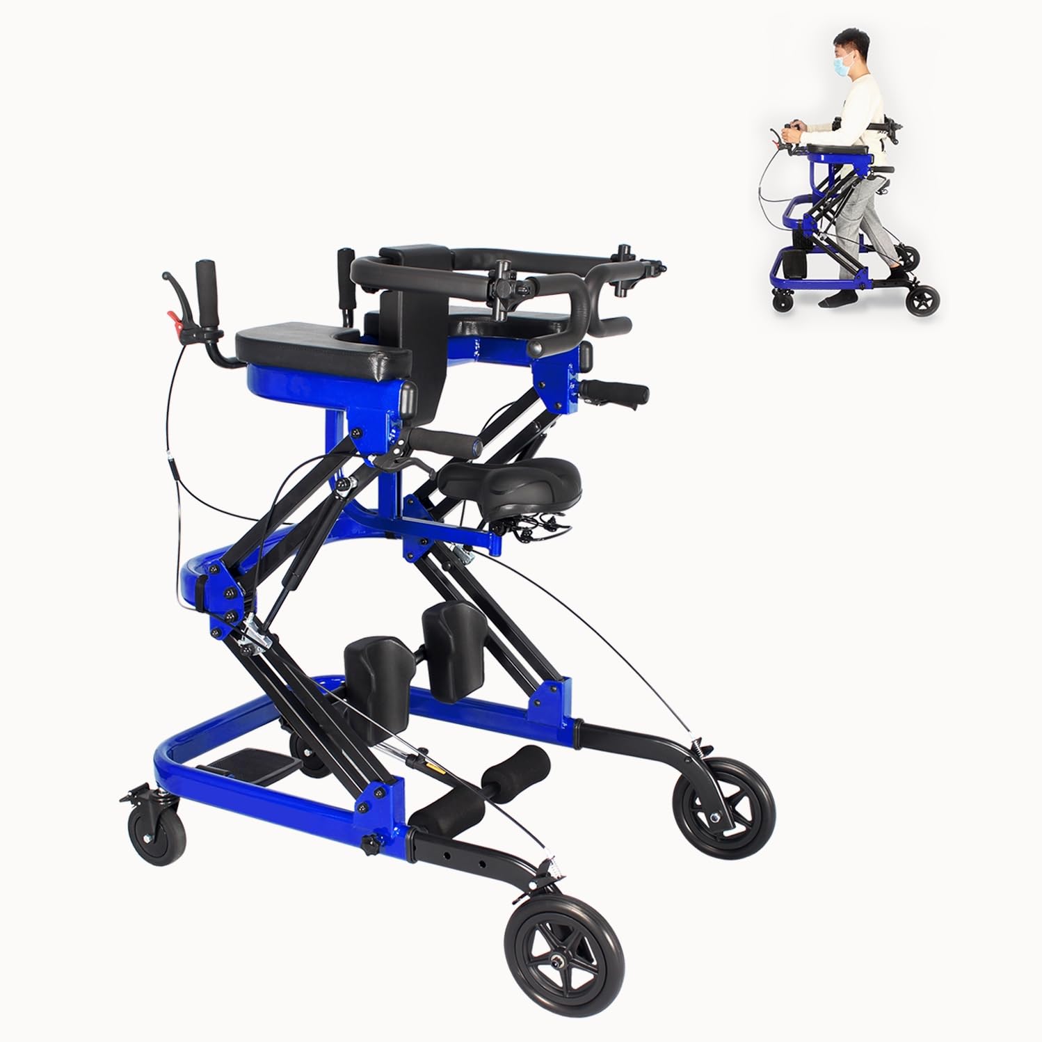 Rehabilitation Walker with Stand-Up Support, Height Adjustable 23-51 inches, 330 lbs Capacity, 4-Wheel Mobility Aid for Adults (Blue) customer photo 1