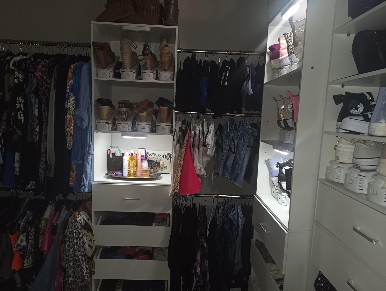 Aheaplus Closet System, 6-15Ft Closet Organizer with 8 Wooden Drawers, Wood Closet Organizer System with Tower, Walk-in Closet Organizer Wardrobe Clothes Rack with 4 Hanging Rods, Garment Rack, White customer photo 2